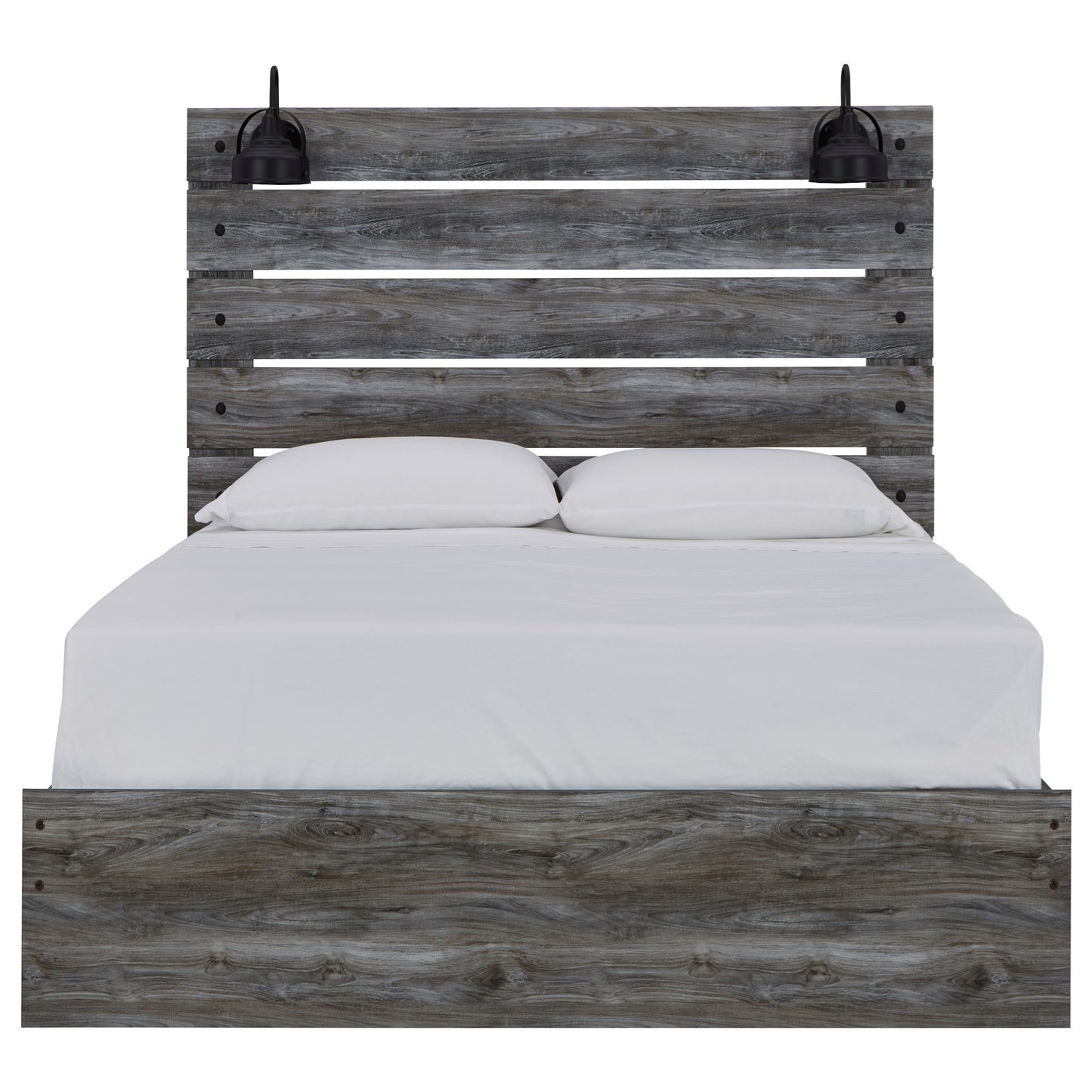 Queen Panel Bed with Sconce Lights