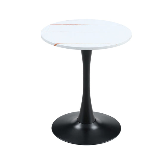 Round Dining Table With Thickened Engineered Wood Top And Metal Pedestal, 23.6" Diameter For Kitchen, Living Room, Small Spaces