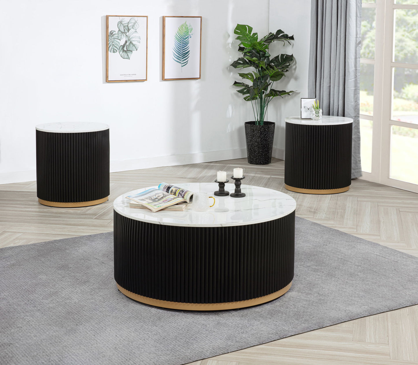 Kara - End Table - Black / White