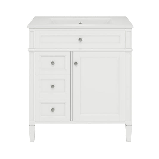 Bathroom Vanity With Top Sink, Modern Bathroom Storage Cabinet With 2 Drawers And A Tip-Out Drawer