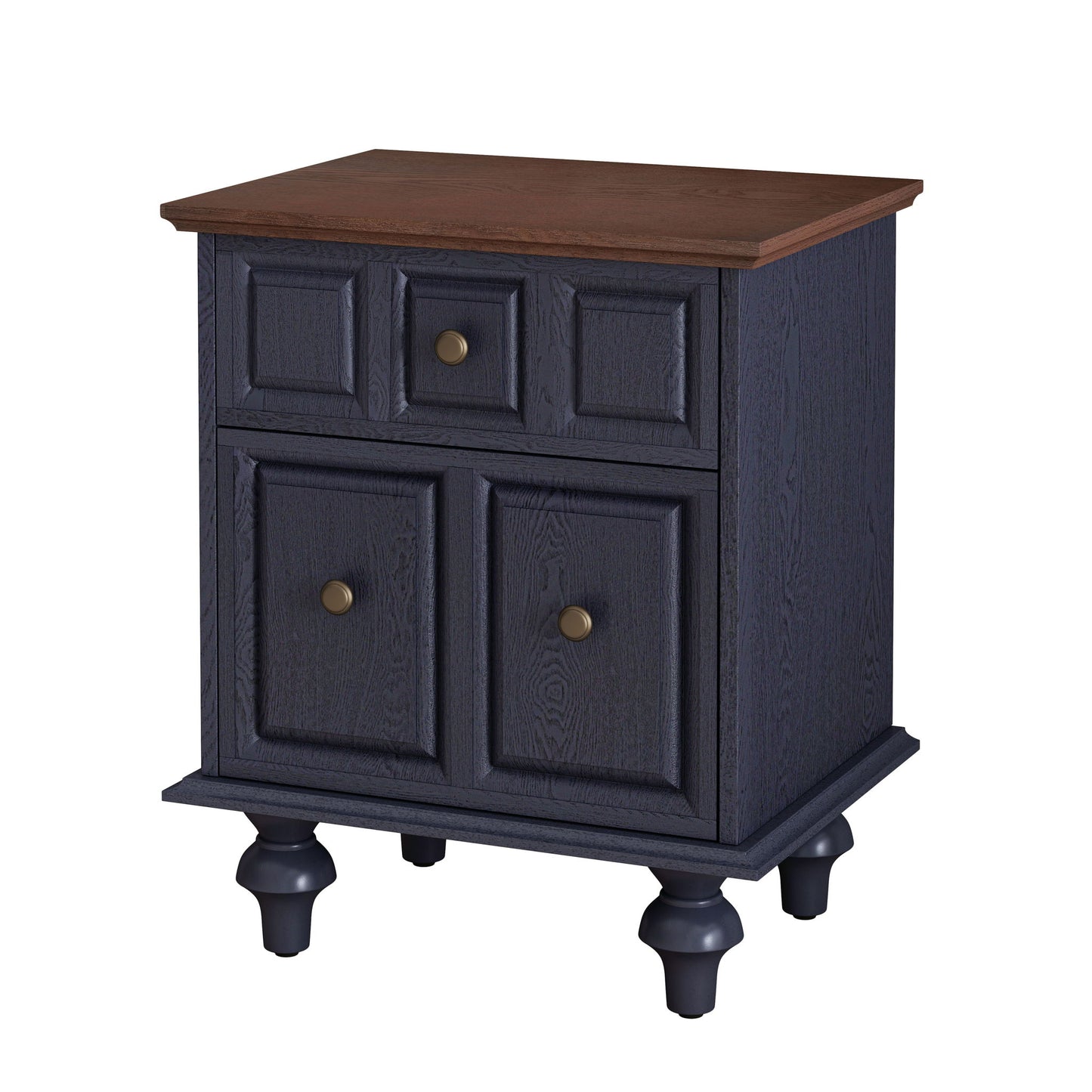 Vintage Nightstand With 2 Drawers And Roman Column Legs