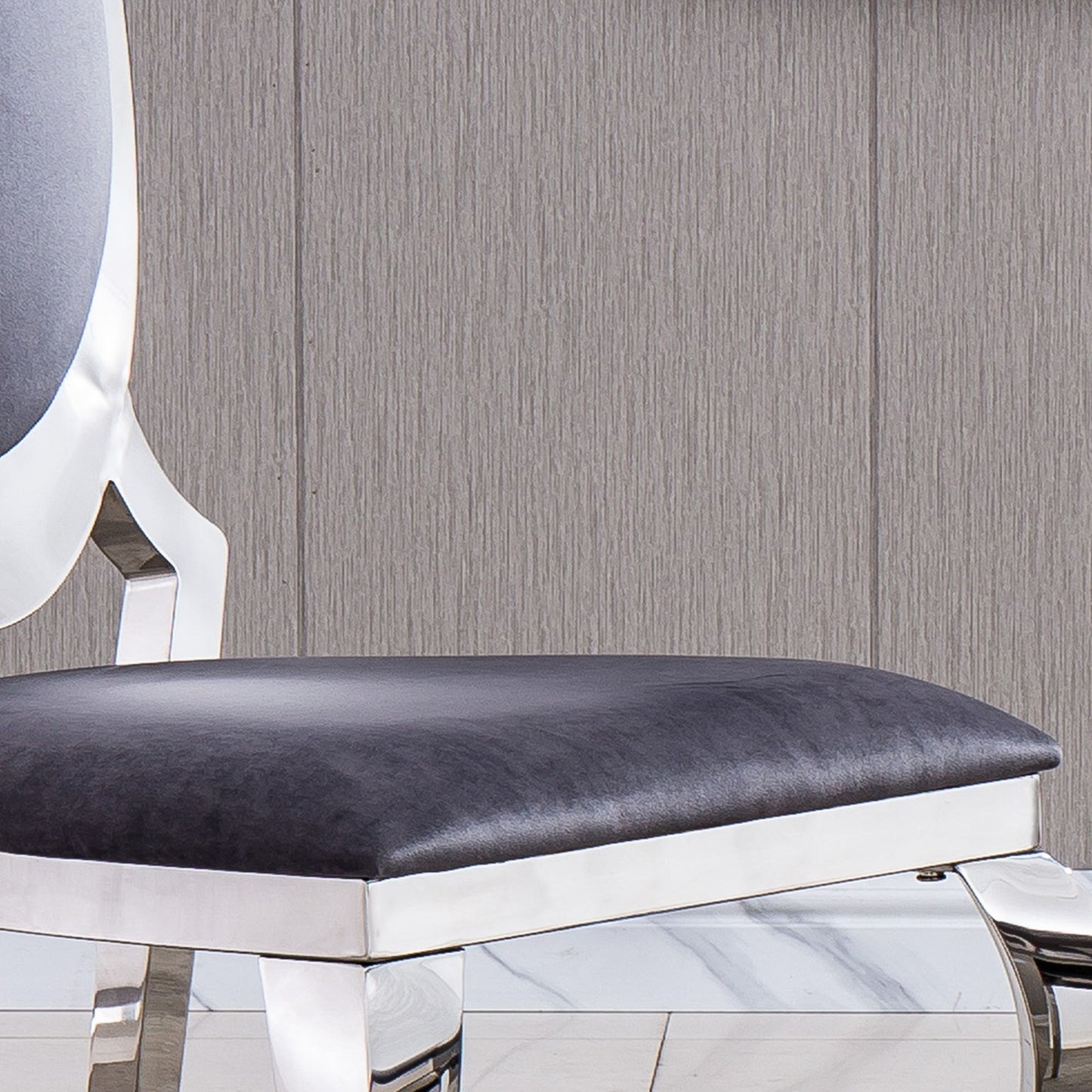 Dining Chair With Oval Backrest, Stainless Steel Legs (Set of 2)