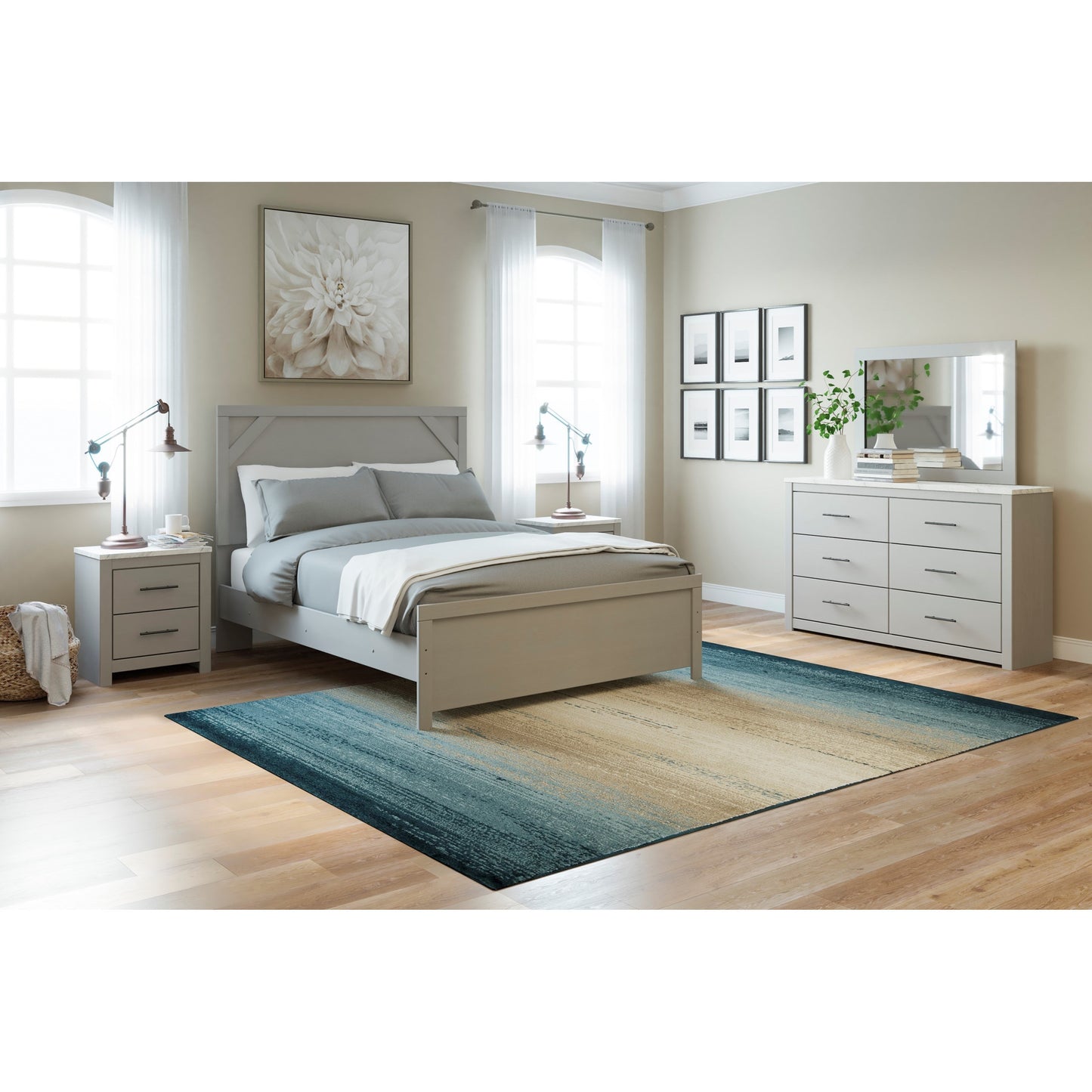 Gray Finish Queen Panel Bed