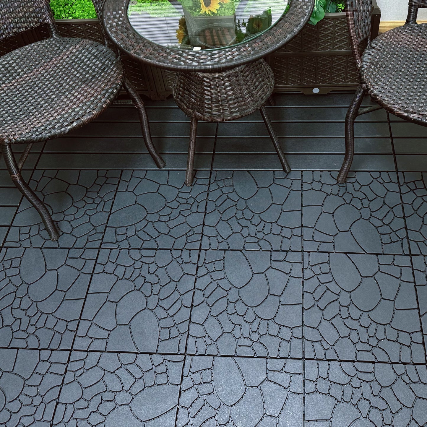 Stone Texture Patio Deck Tiles, Diy Module Interlocking Decking Floor Tiles
