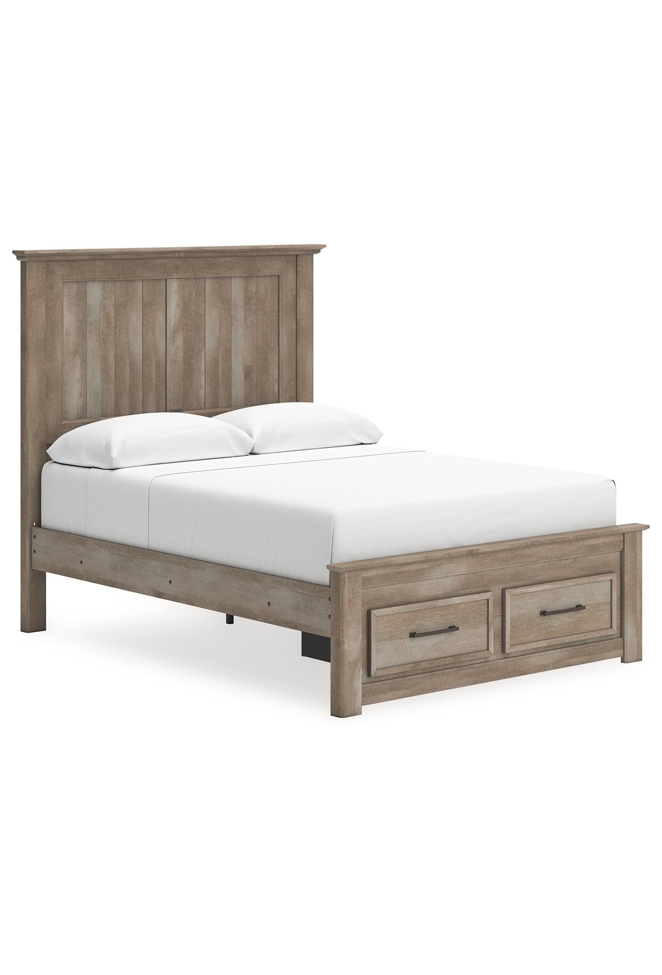 Rustic Farmhouse Queen Panel Bed with Footboard Storage