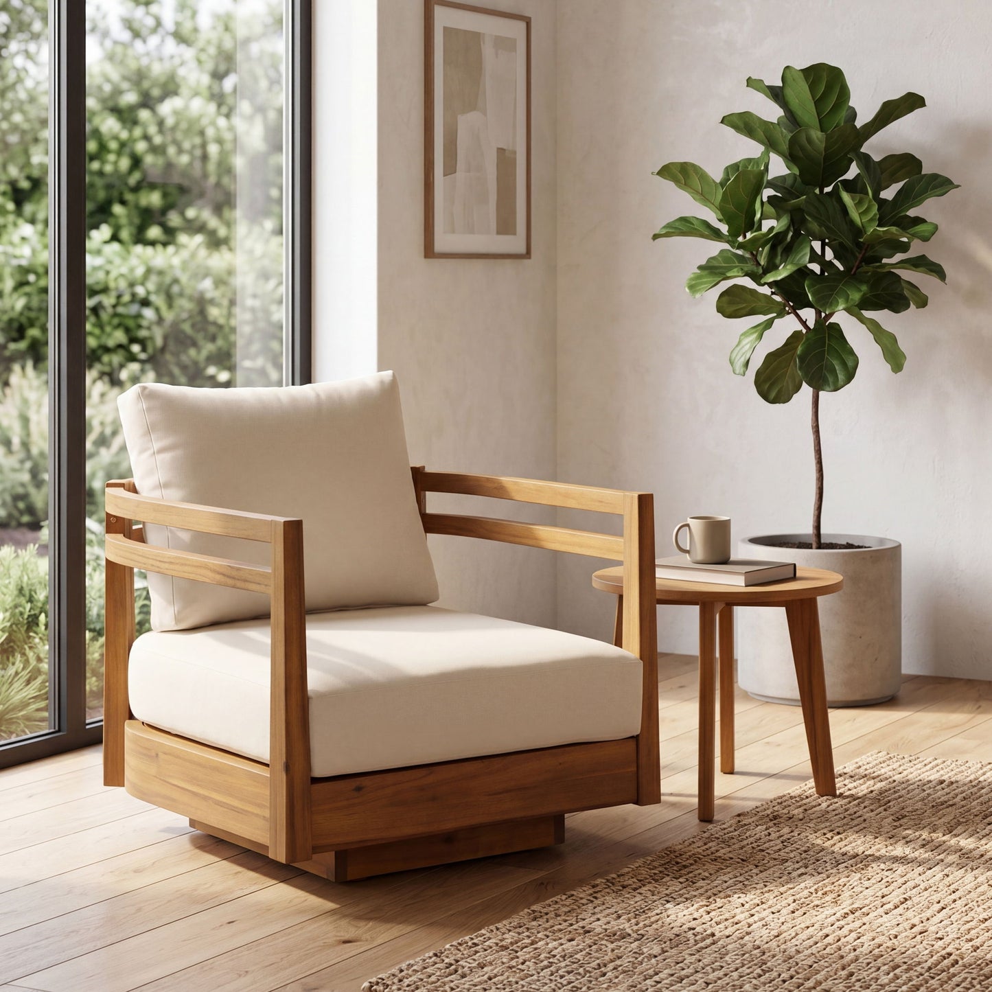 Outdoor Smooth Swivel Chair With Cushions