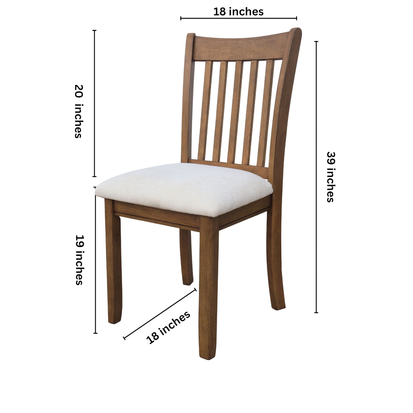 Modern Dining Chair, Wooden Back, Cushion Seats (Set of 2)