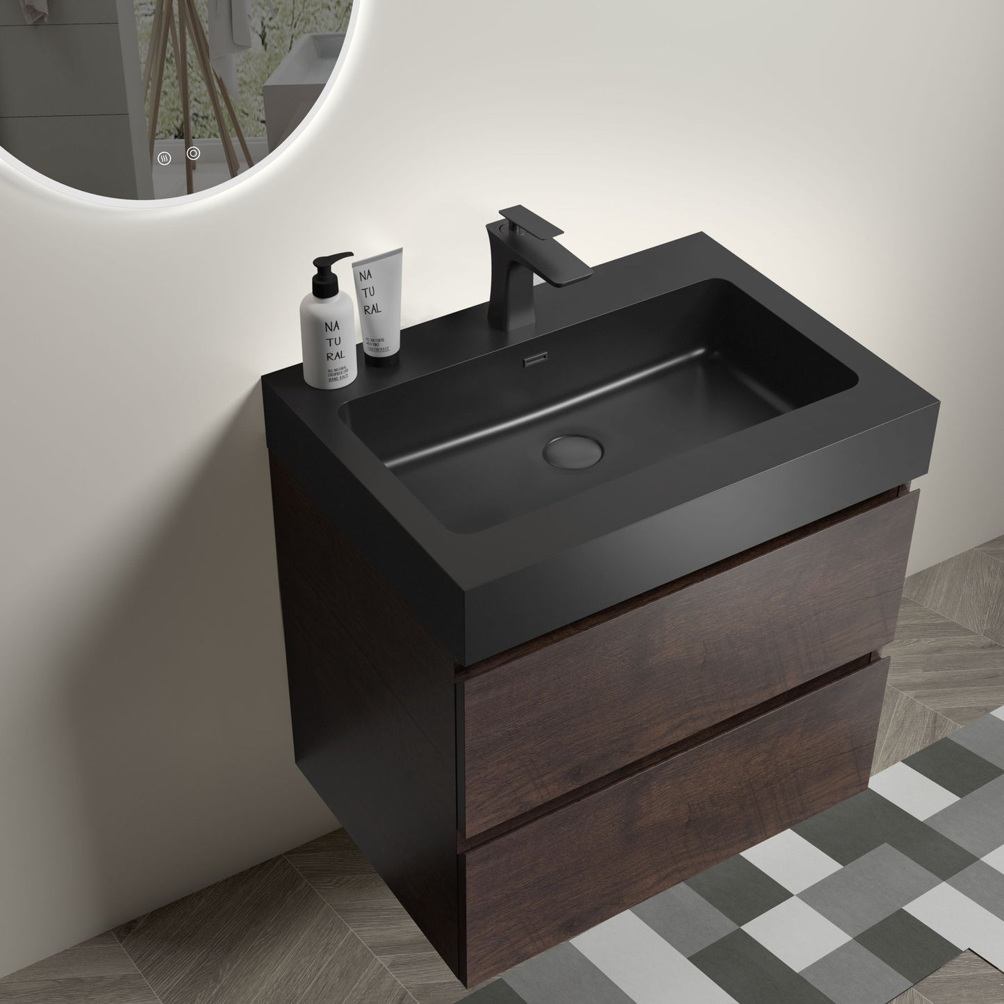 Alice - Bathroom Vanity Wall Mounted With Sink, Large Storage