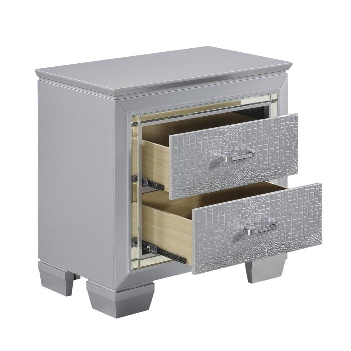 Glam Two Drawer Nighstand with Under-Light