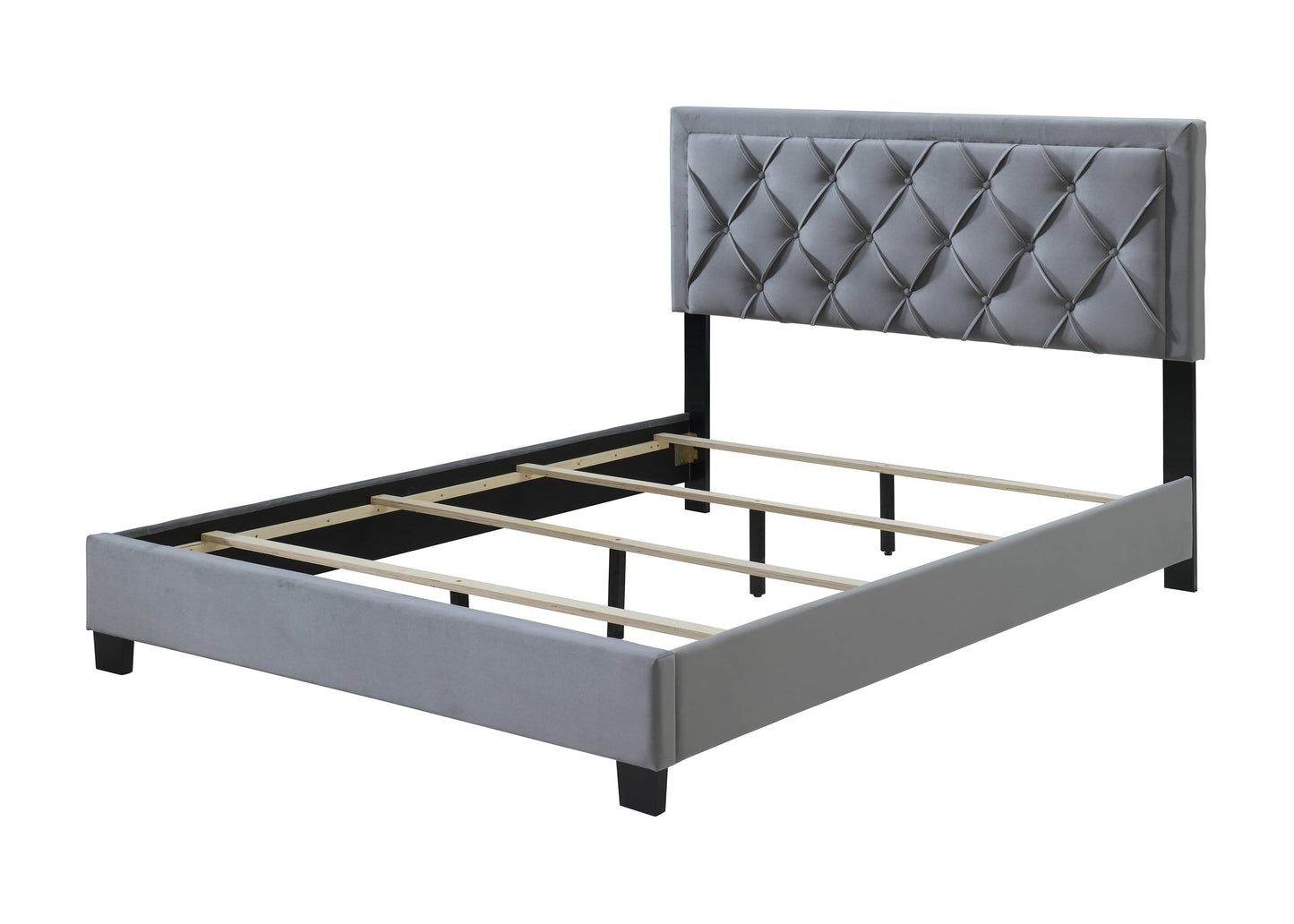 Contemporary Upholstered Queen Panel Bed with Button-Tufting