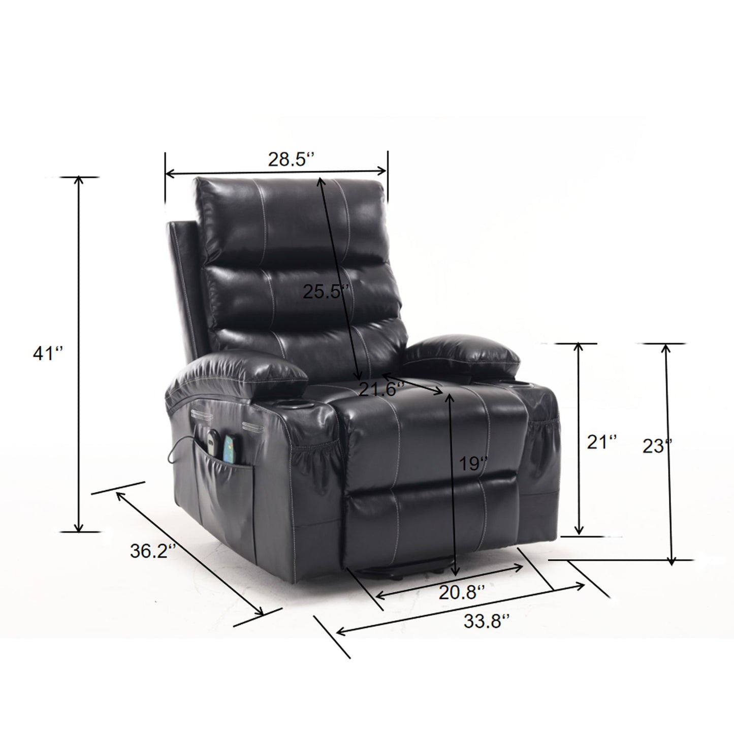 Large Size Electric Power Lift Recliner Chair Sofa With 8 Point Vibration Massage And Lumbar Heat