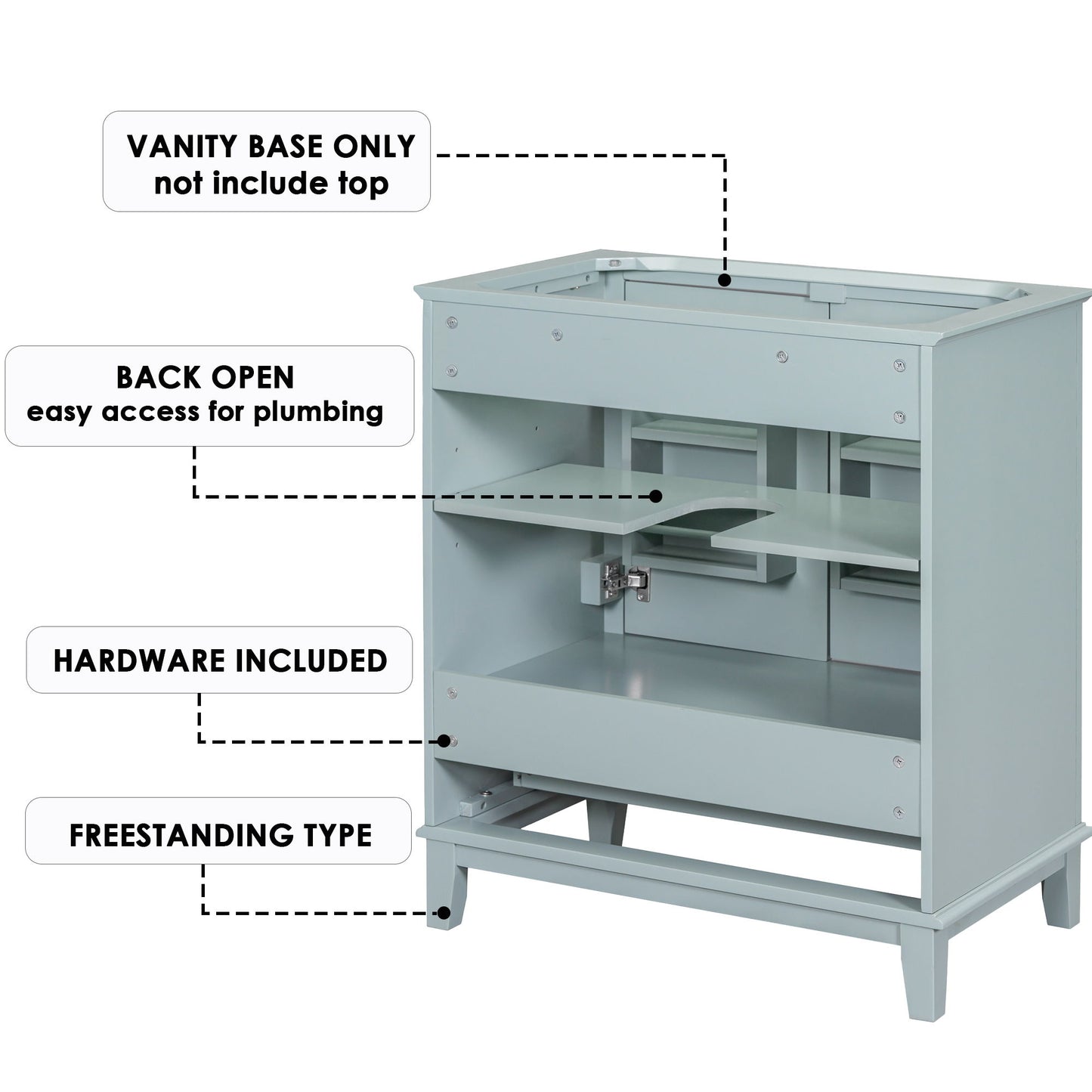 Modern Bathroom Vanity Base Only With Doors And Drawer