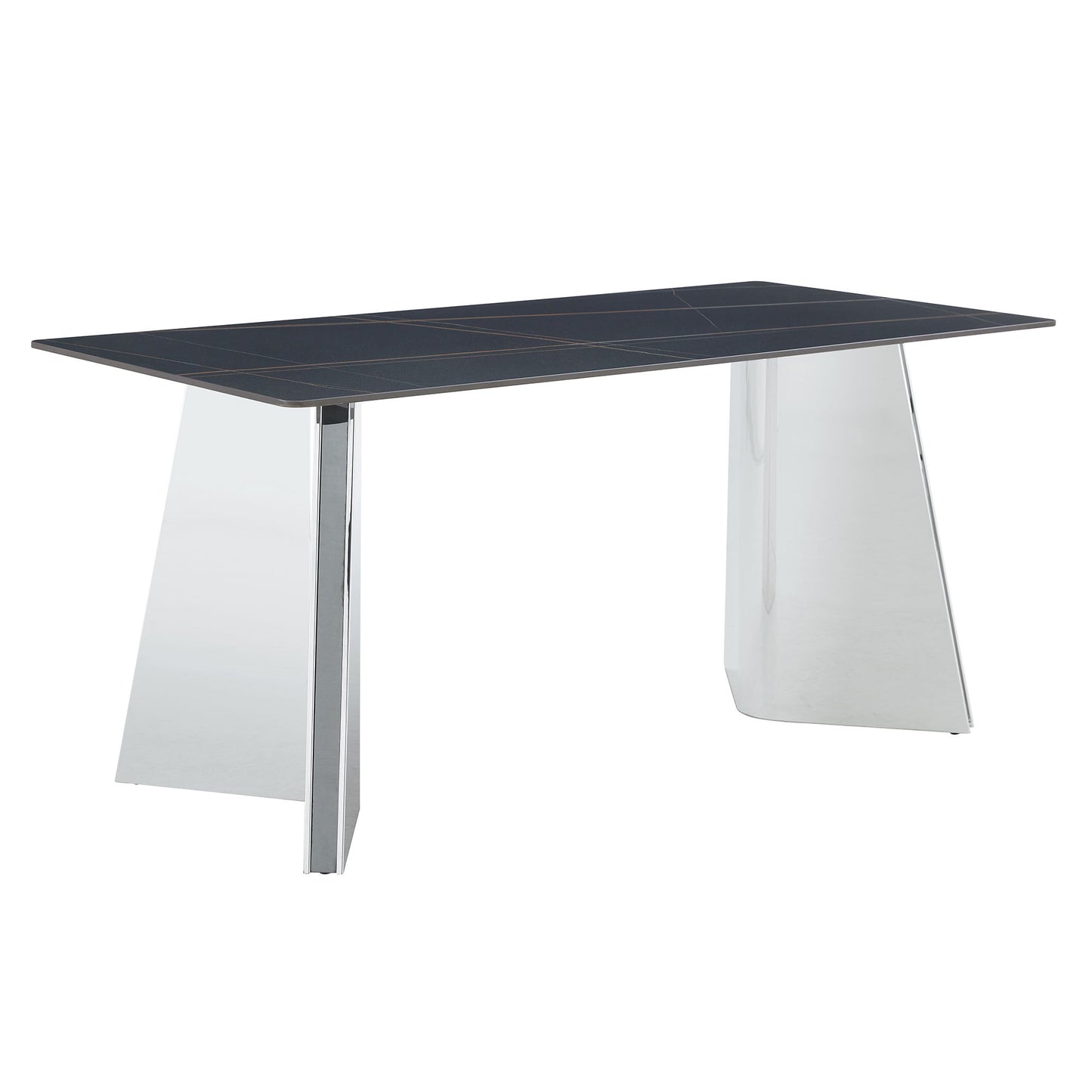 Modern Marble Patterned Dining Table With Stainless Steel Butterfly Legs