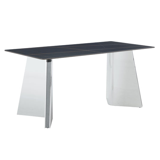 Modern Marble Patterned Dining Table With Stainless Steel Butterfly Legs