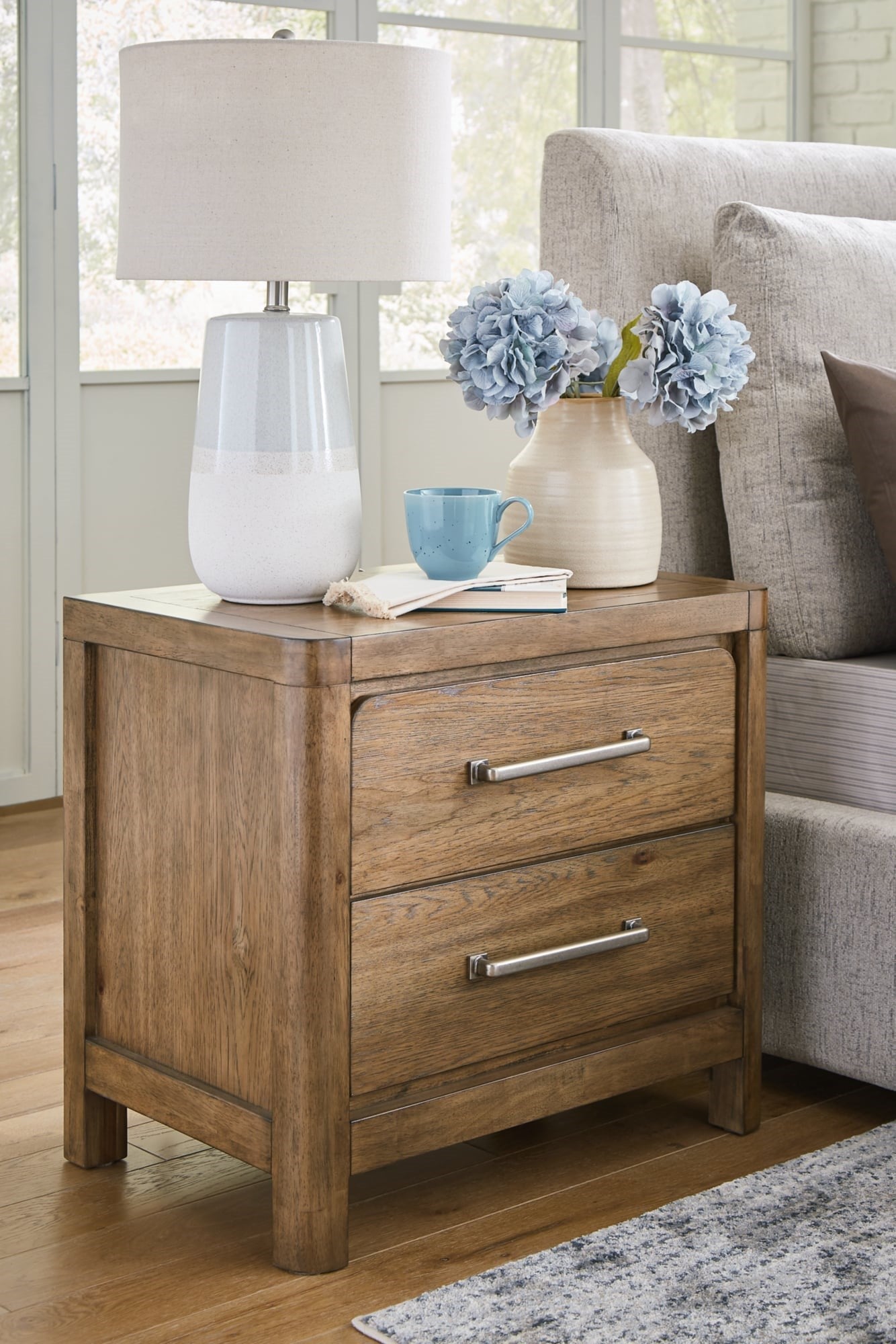 Casual 2-Drawer Nightstand with USB Ports