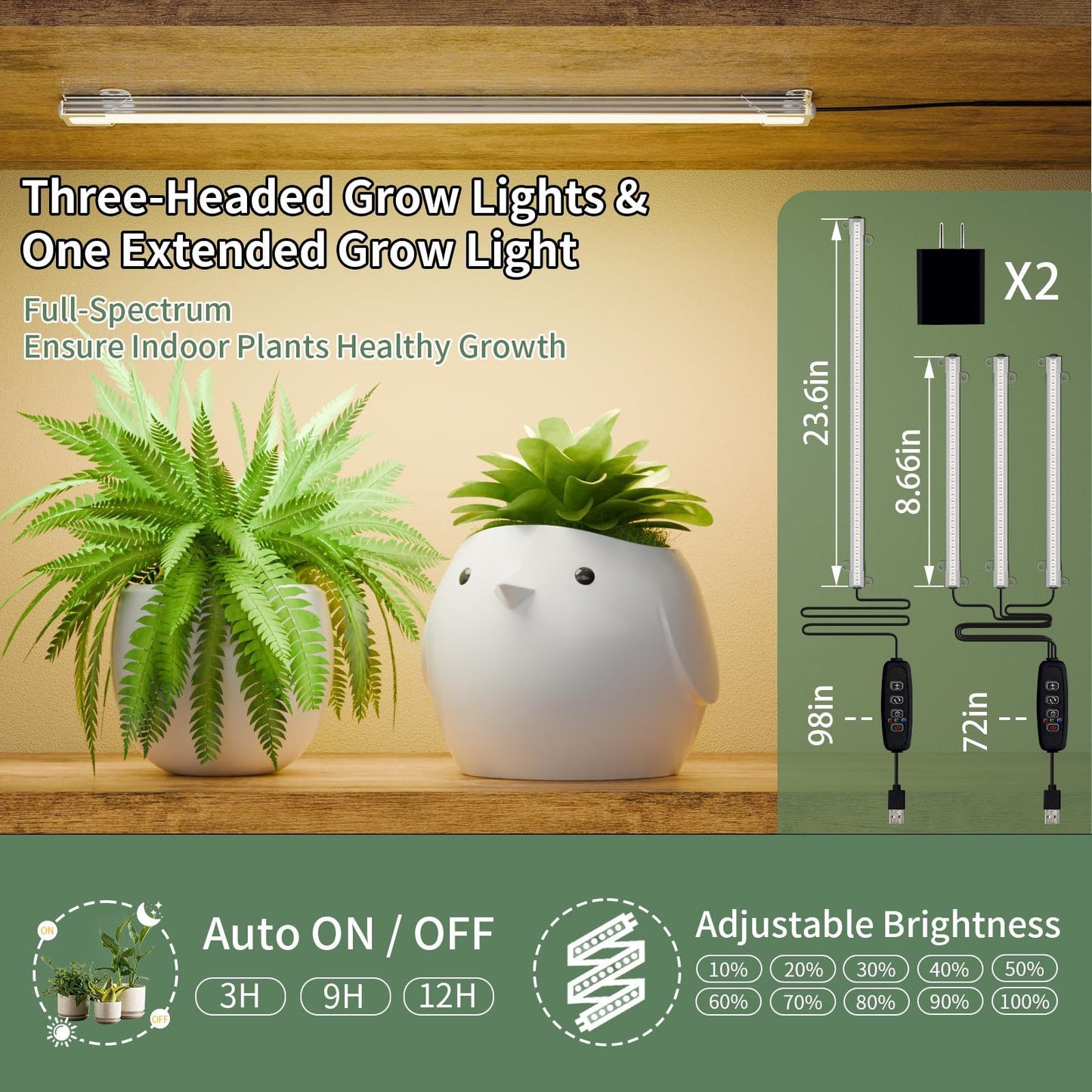 Large Plant Stand Indoor With Grow Light, Tall Plant Shelf, 8 Tiered Heavy Duty Metal Plant Stand, Square Flower Stand Display Rack For Living Room - Walnut / Black