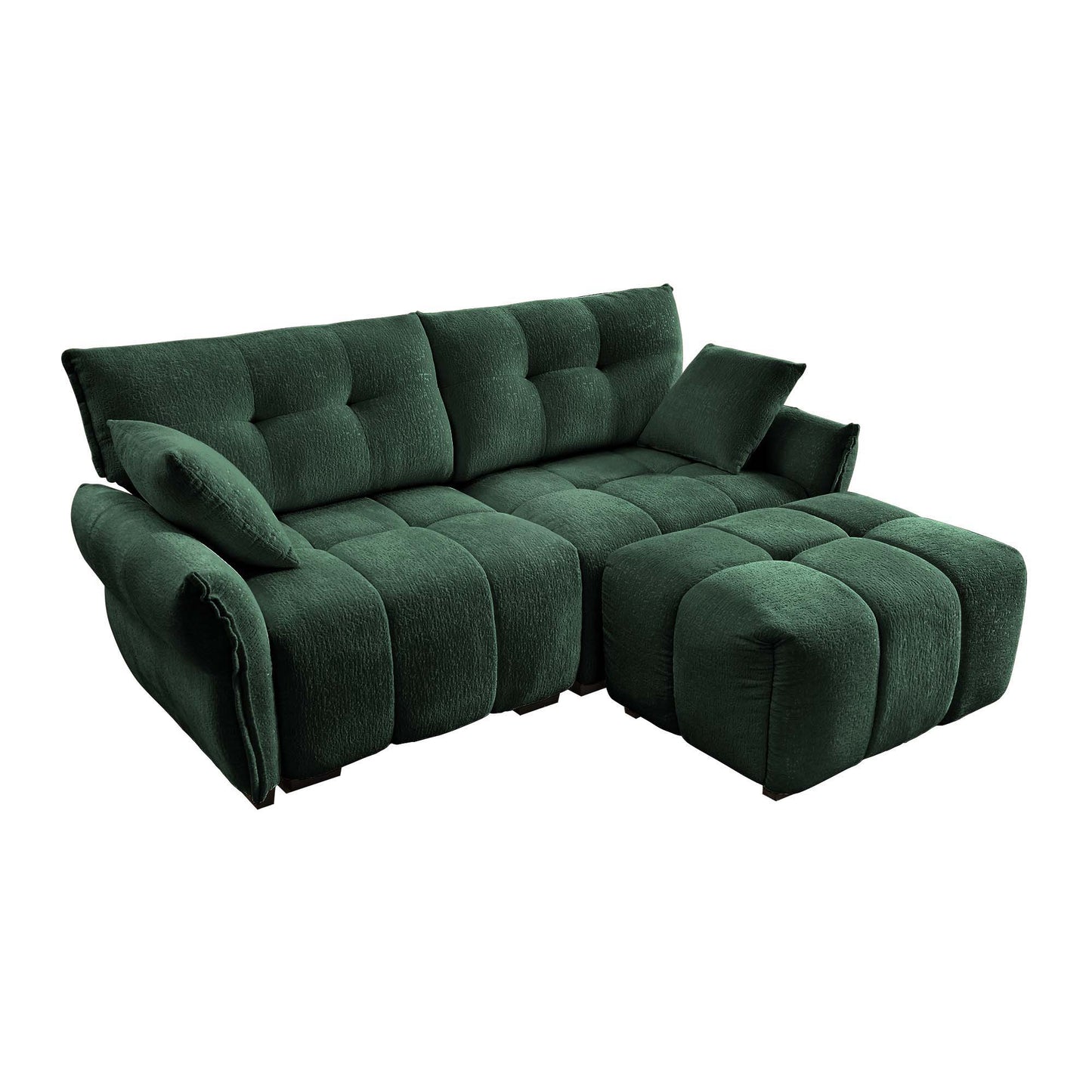 Sofa Set With Ottoman And Pillows, Textured, High Resilience Cushions