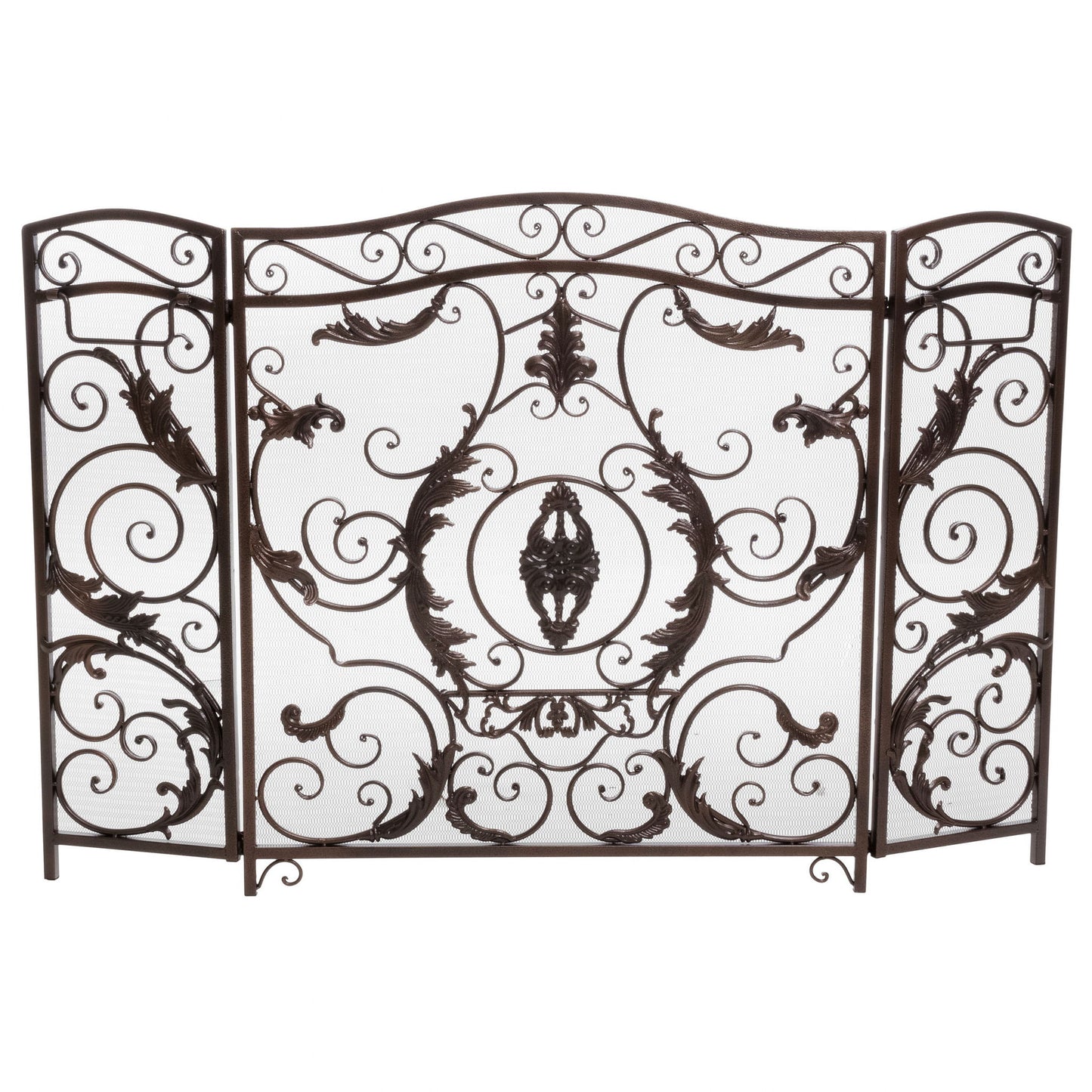 Mariella - Traditional Floral Iron Fireplace Screen With Ornate Design