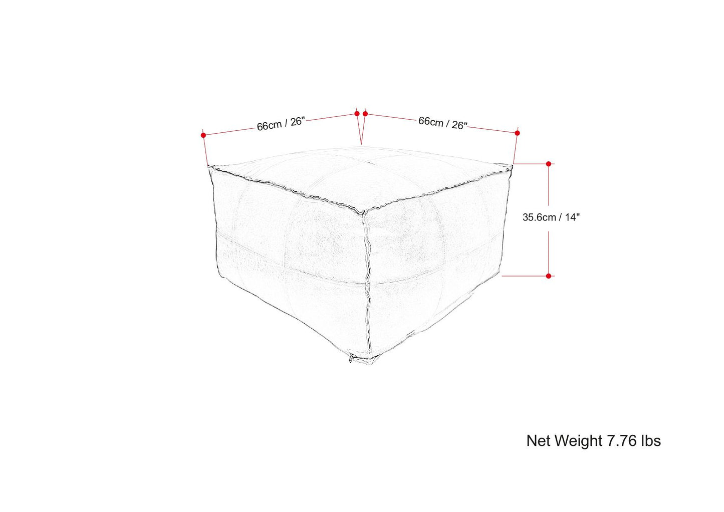 Sheffield - Handcrafted Square Pouf