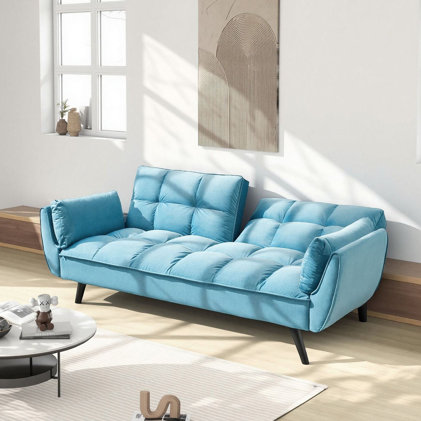 Sofa Soft Two Armrests Throw Pillow Pillow Comfortable Fit Apartment Bedroom Small Space