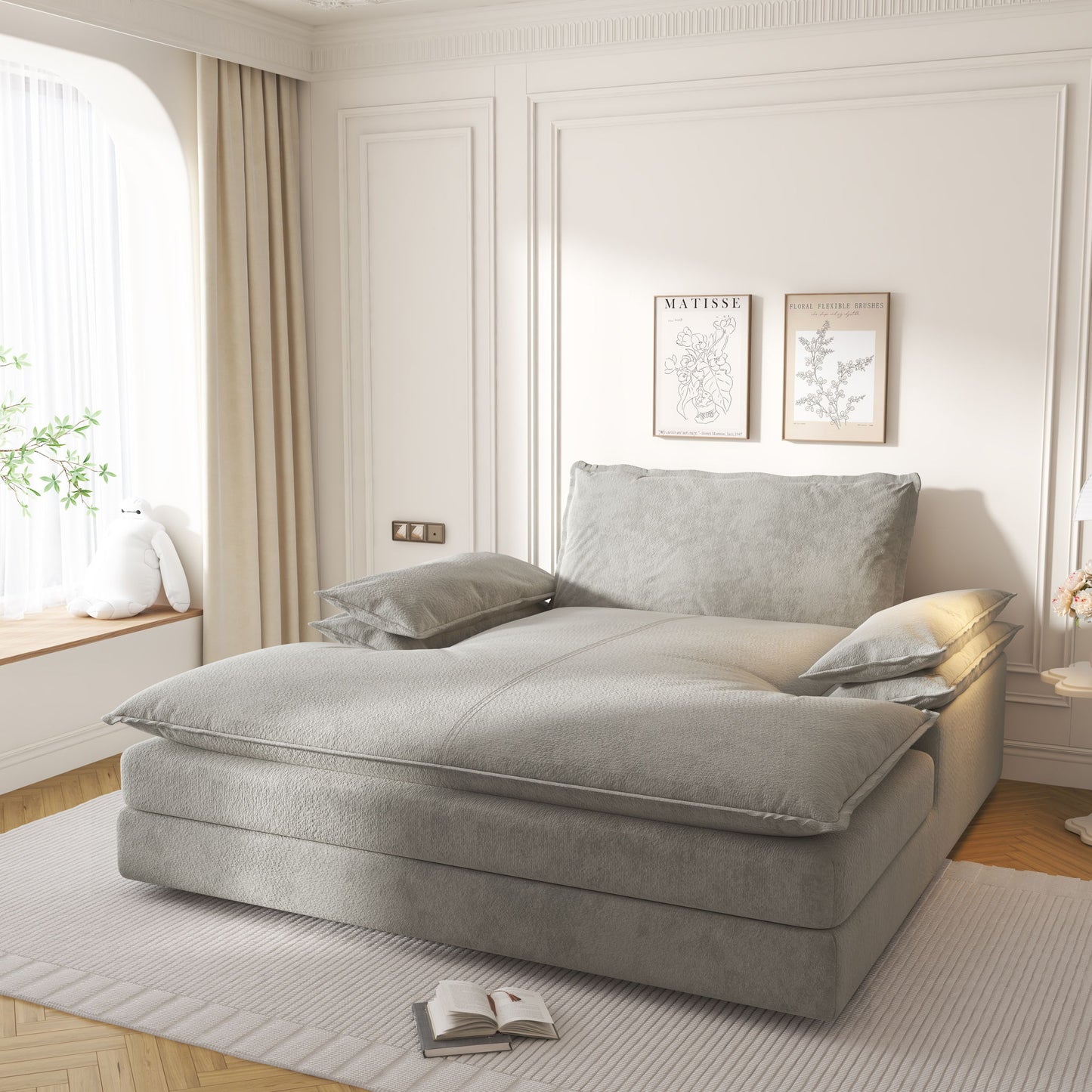 Modern Oversized Double Chaise Lounge Chair
