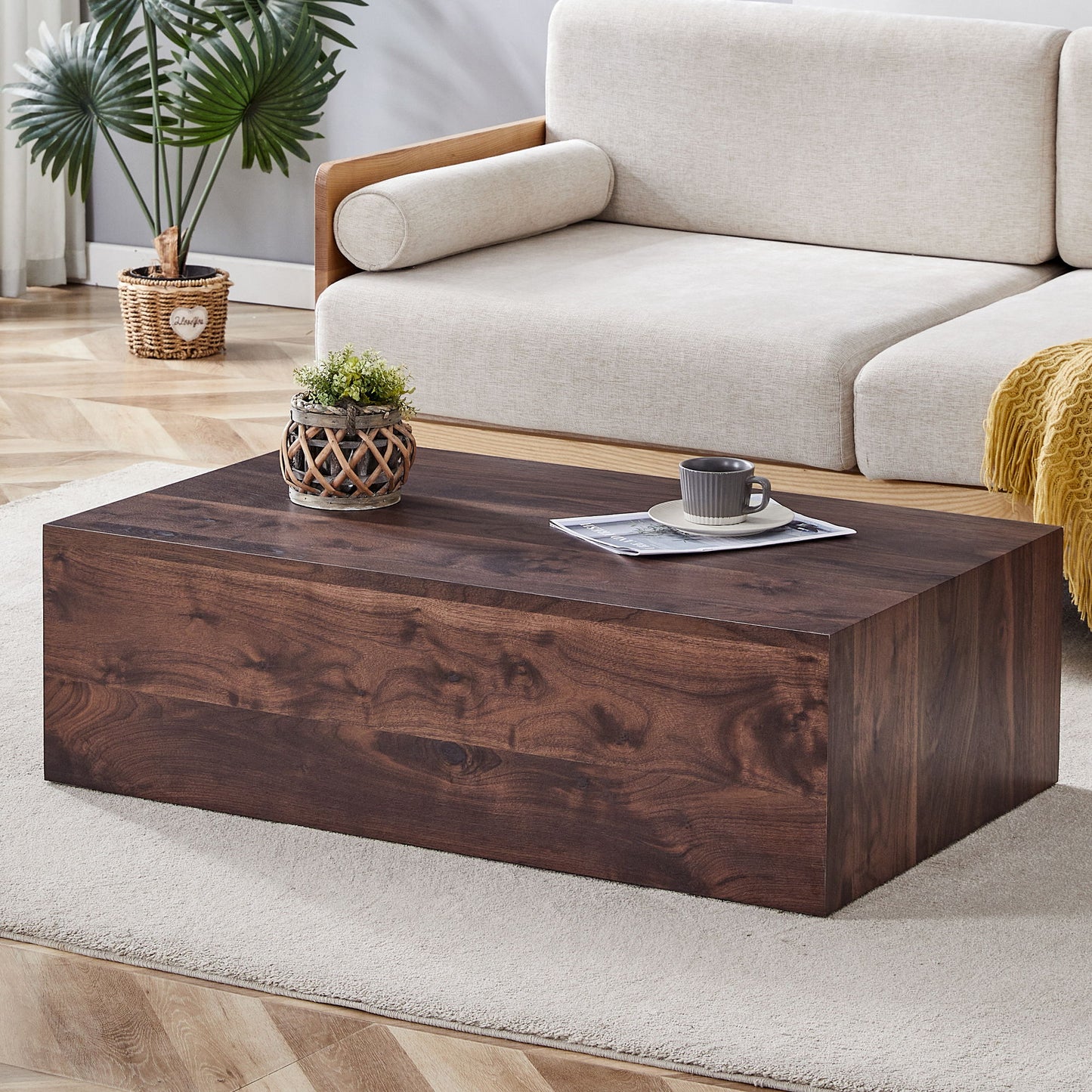 Modern Coffee Table With Light Wood Texture Pattern