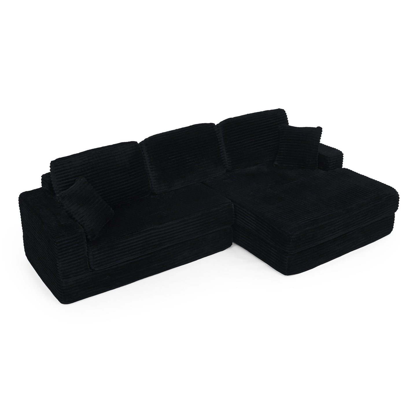 Modern Minimalist L Shape Modular Sectional Sofa, Corduroy Couch