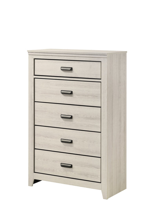 Carter Contemporary 5-Drawer Bedroom Chest - White