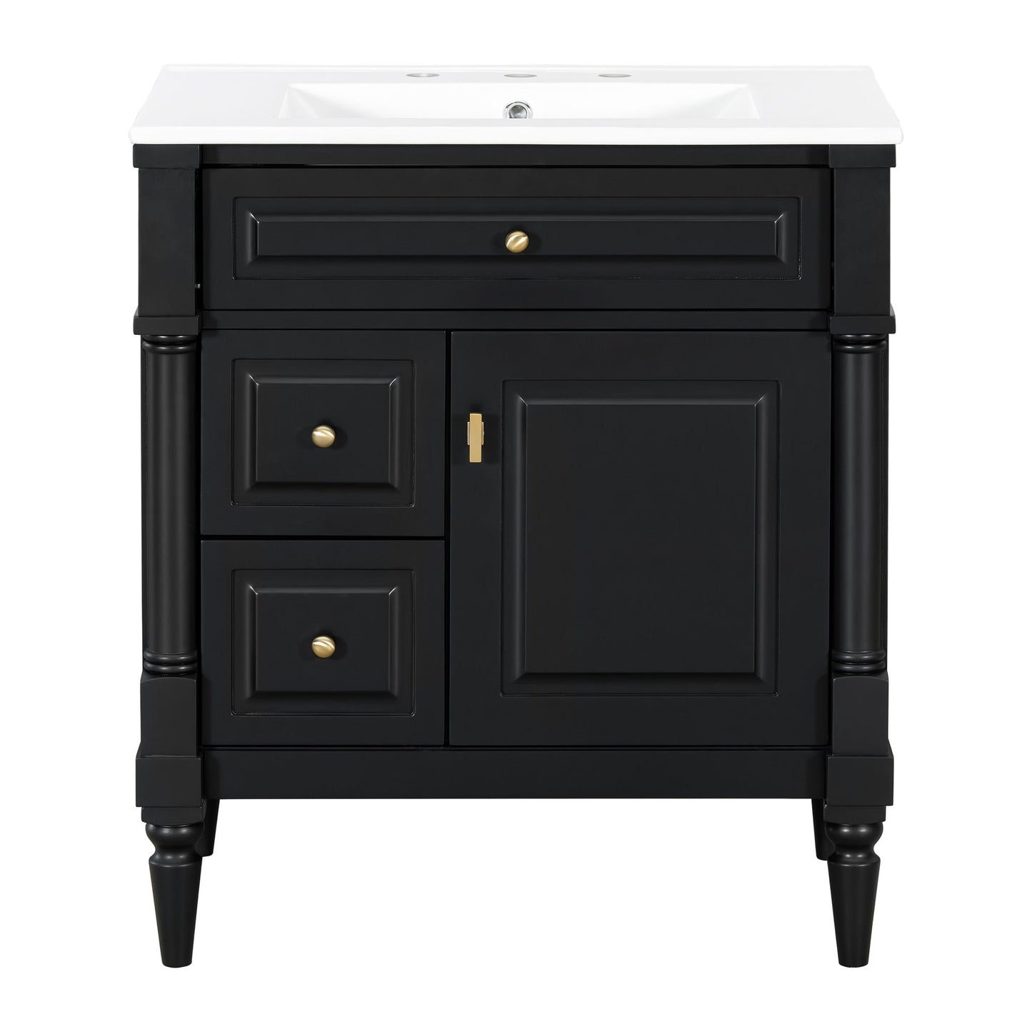 Modern Bathroom Vanity With Sink, Freestanding Cabinet With Flip Drawer & Adjustable Shelf