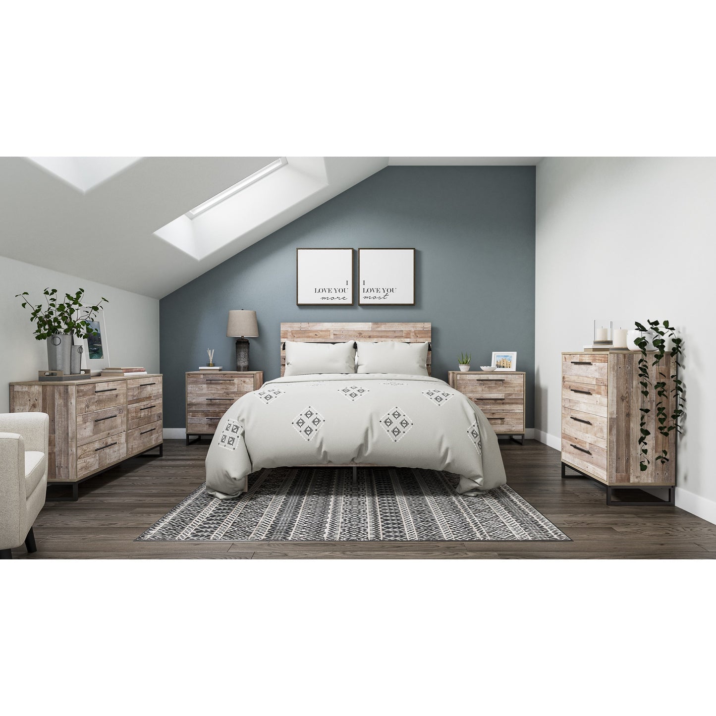 Rustic Queen Platform Bed with Headboard