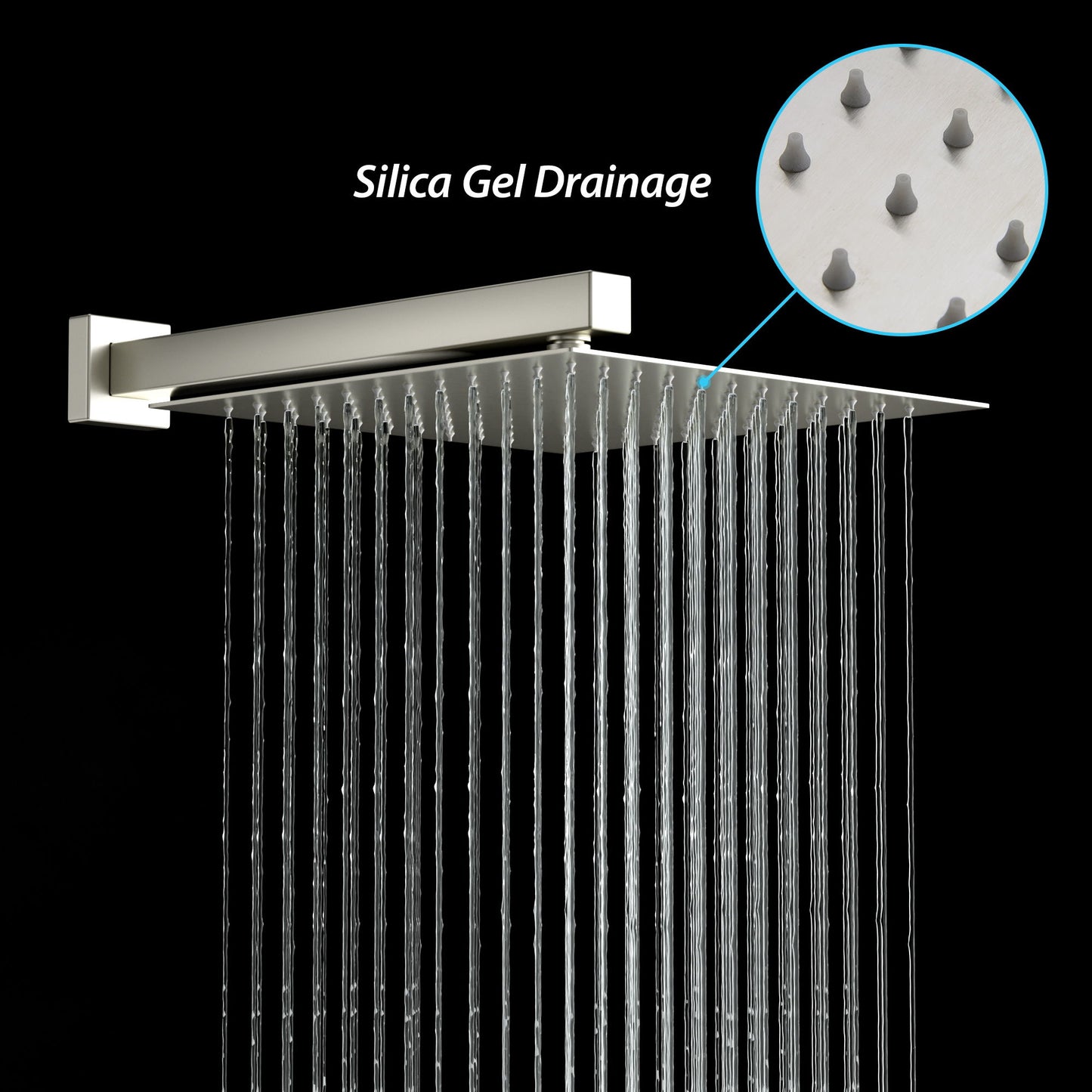 Shower Faucet Set With Rainfall Shower Head And Shower Valve, Stainless Steel And Brass