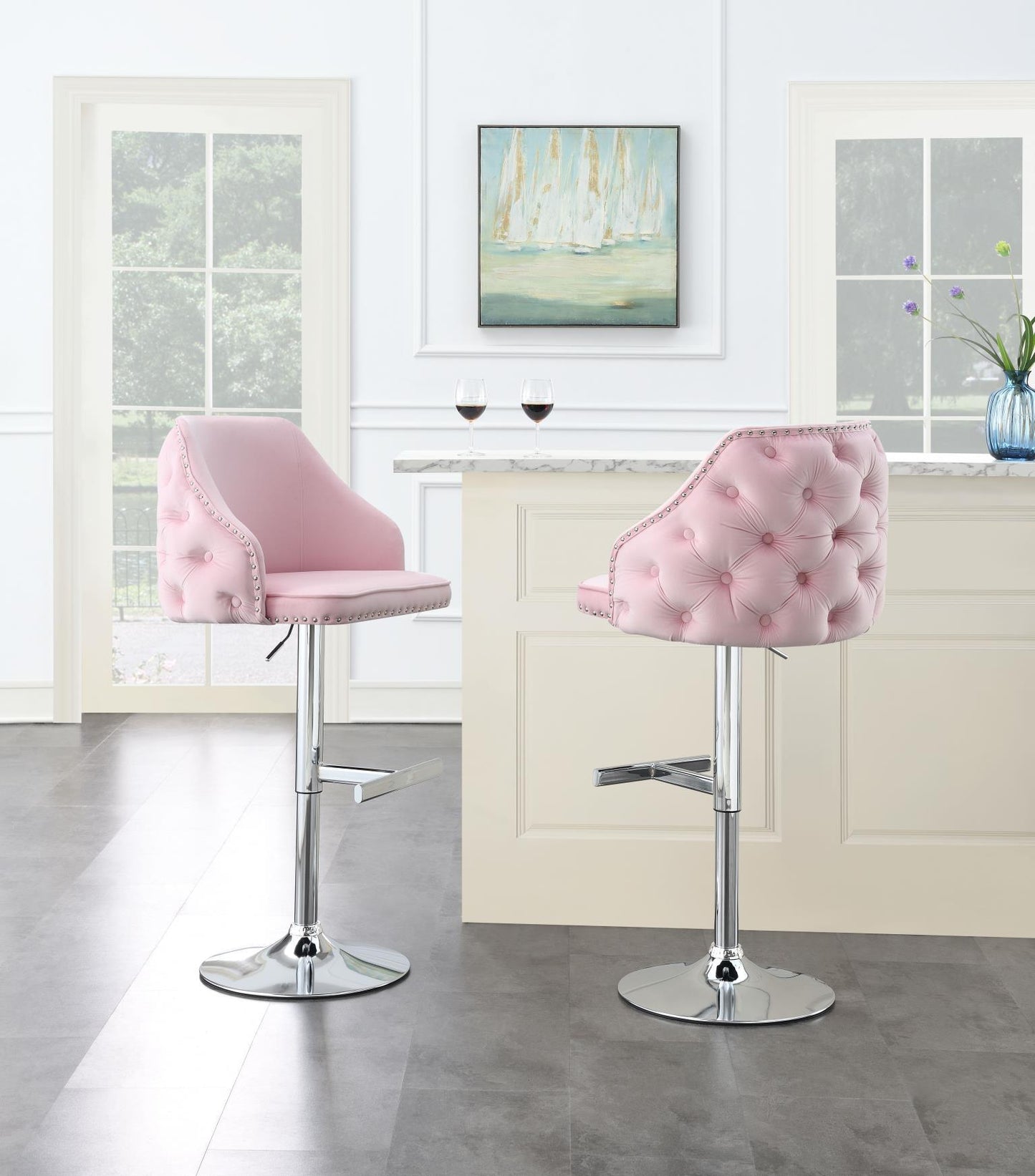 ST105 - Velvet Bar Stool (Set of 2)