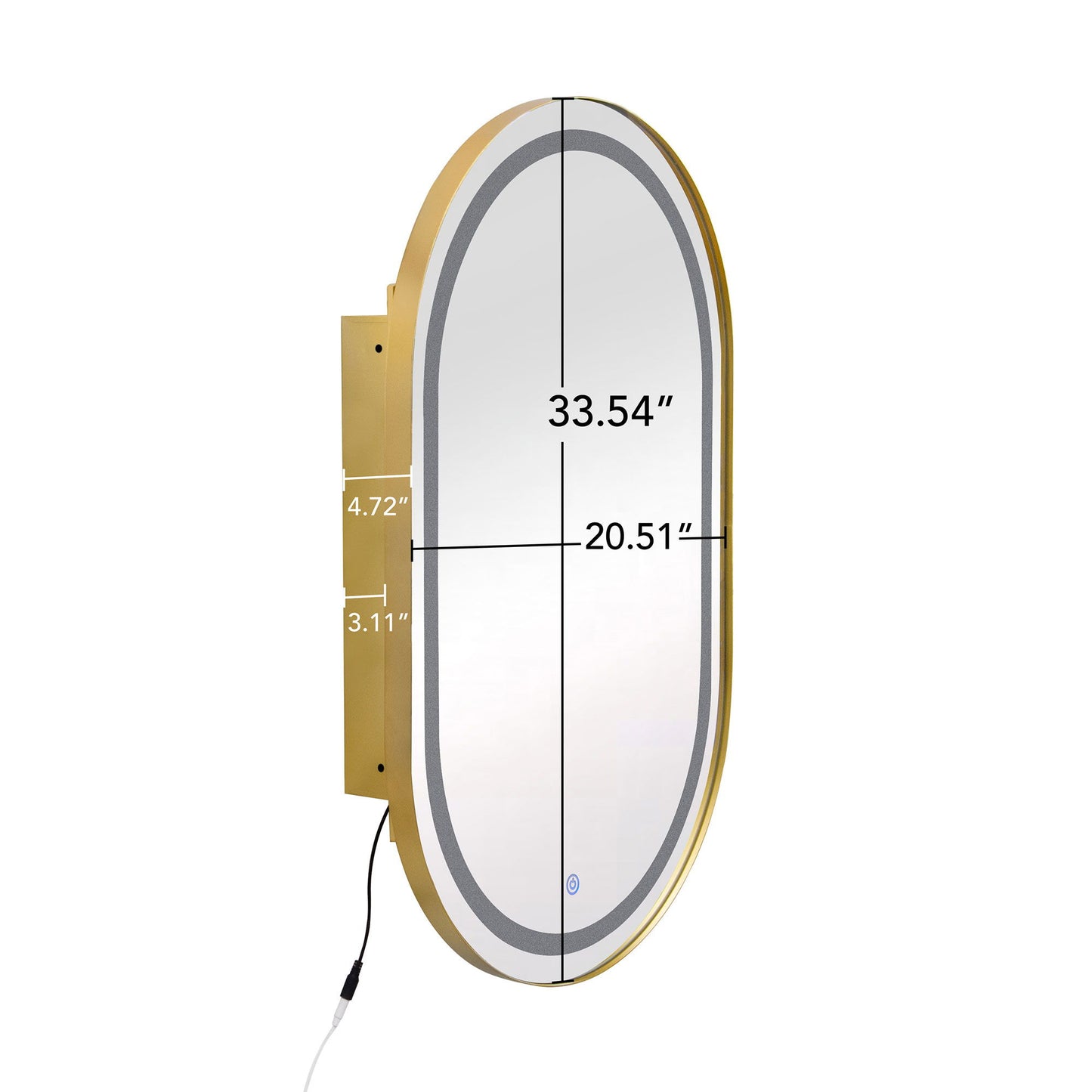 Oval Medicine Cabinet Mirror Bathroom Mirror With Storage Wall Mounted Medicine Mirror Cabinet With LED - Golden