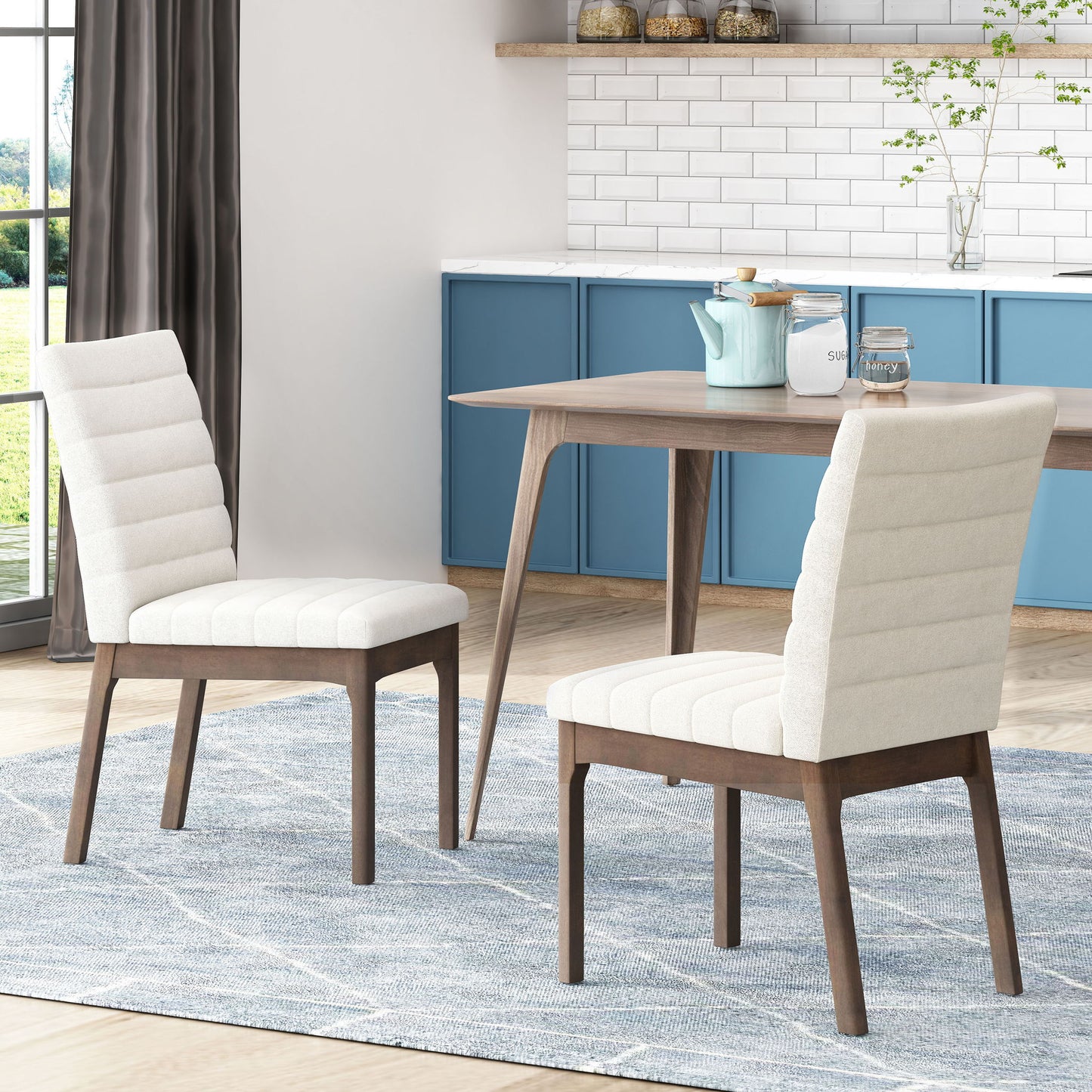 Upholstered Dining Chairs With Rubber Legs (Set of 2)