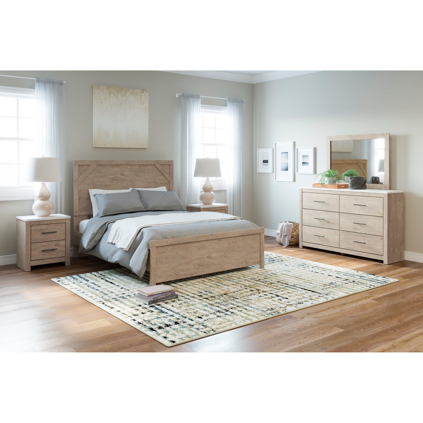 Queen Panel Bed in Rustic Light Finish