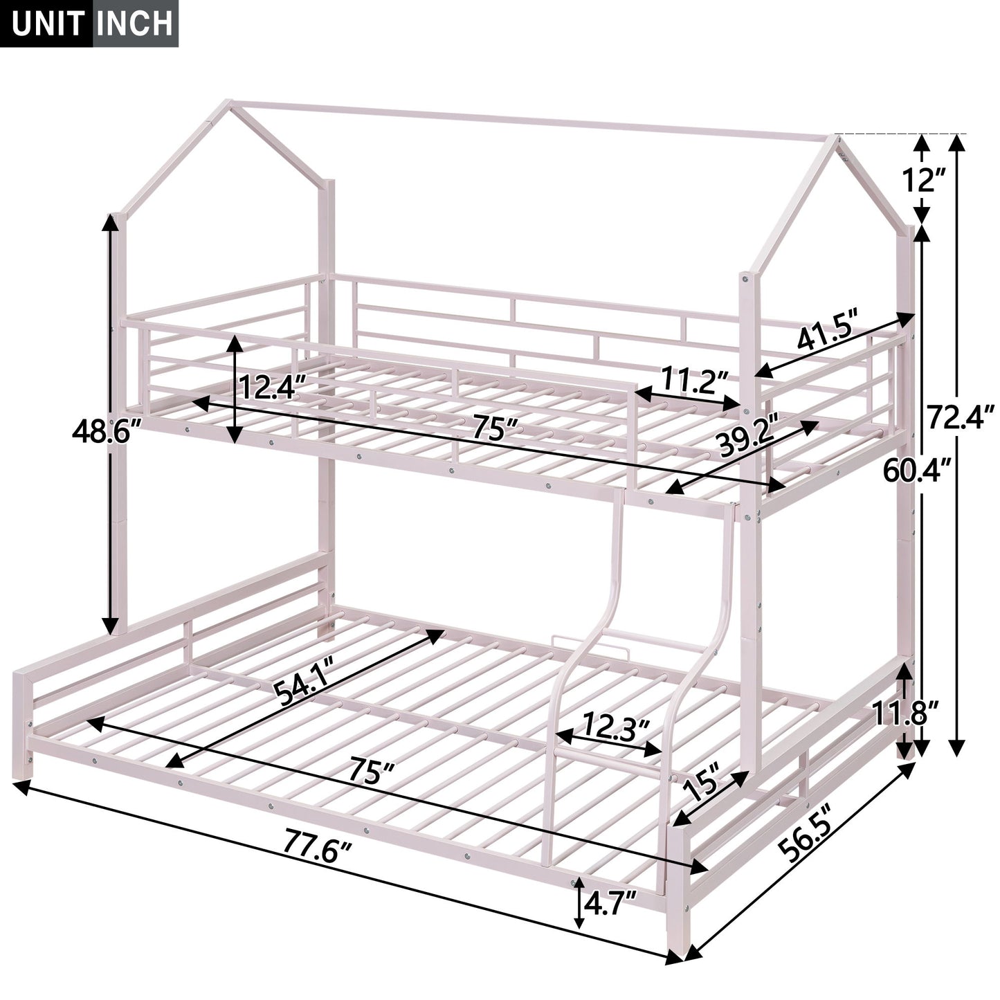 Sturdy Frame House Bunk Bed