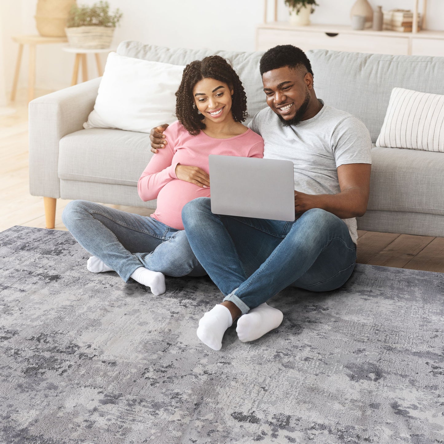 Marfi - 6' X 9' Abstract Area Rug - Light Gray