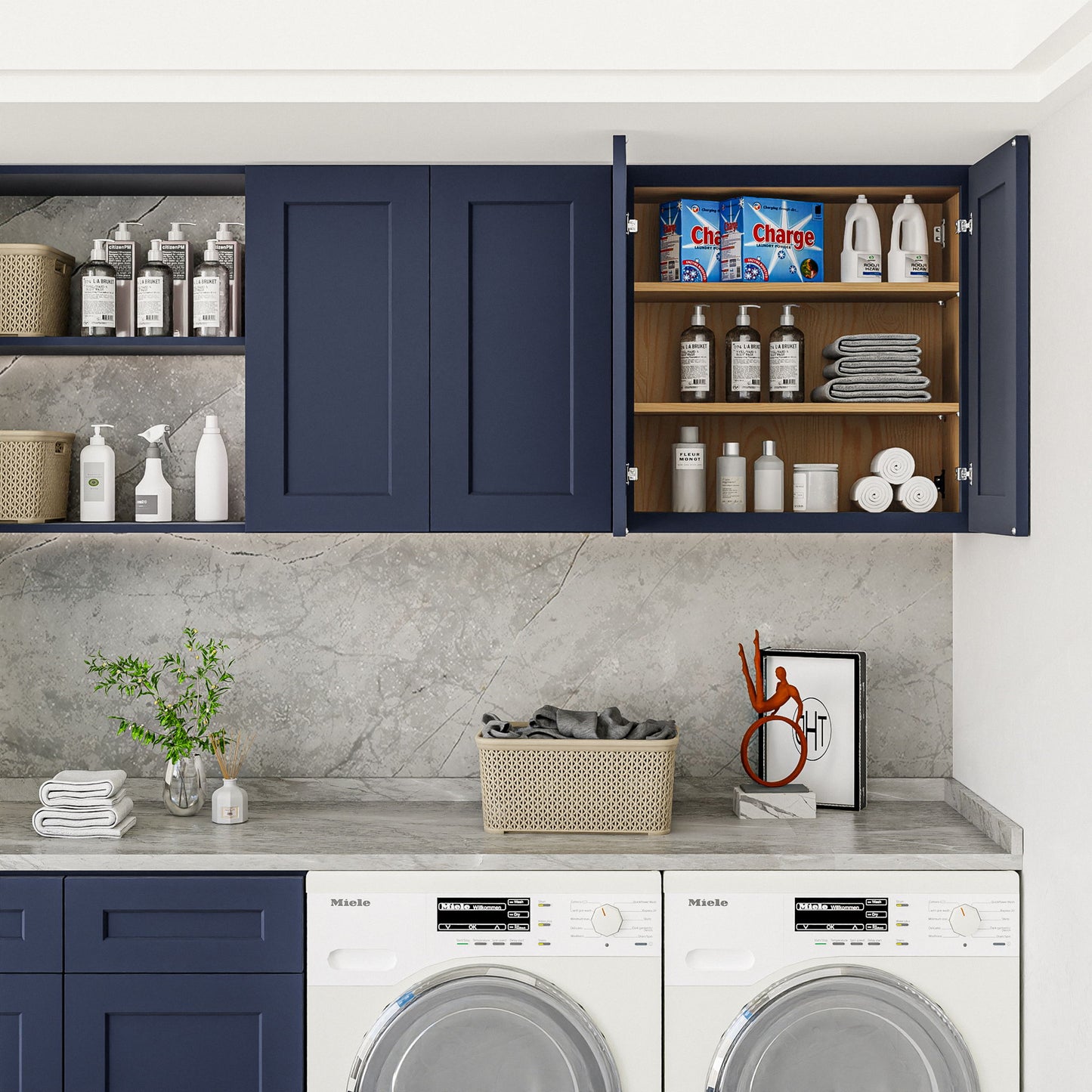 Shaker Wall Cabinet With Soft Close Hinges, Adjustable Shelves, Double Door