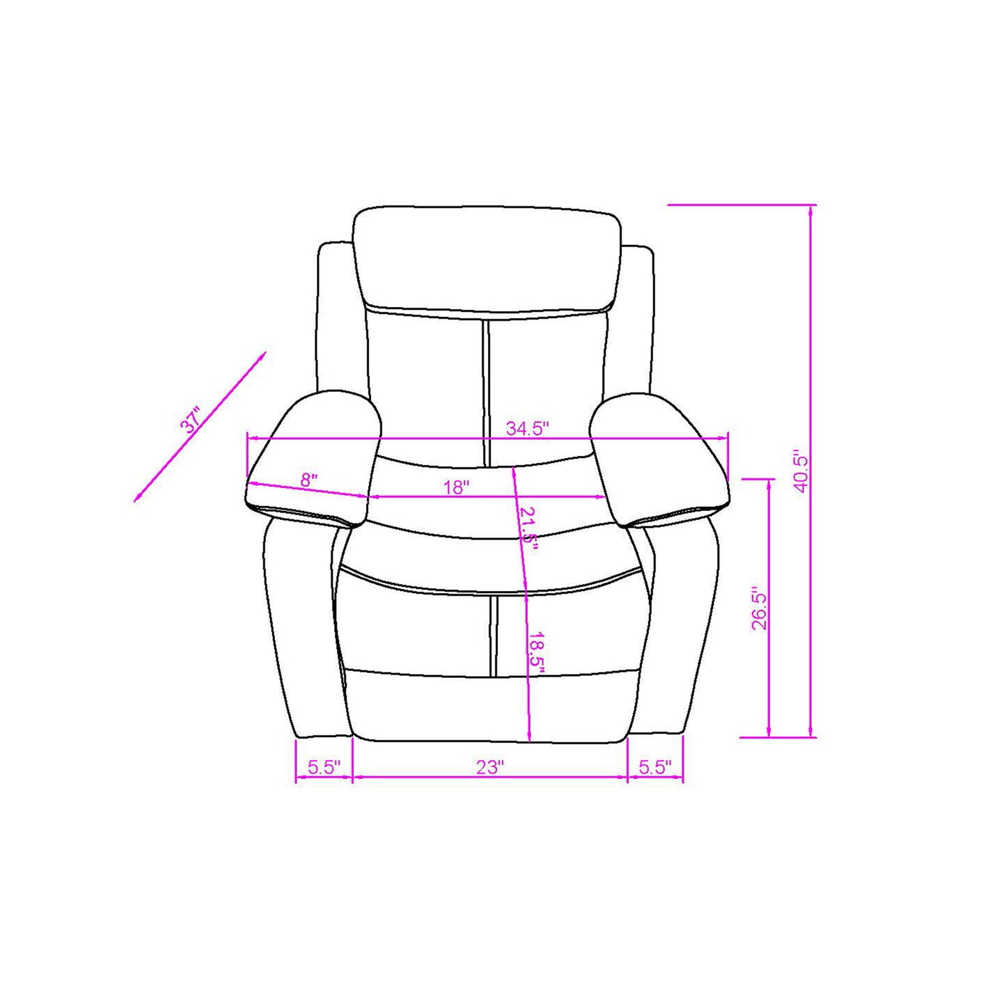 Blanche - Glider Recliner With LED, Pillow Top Arms