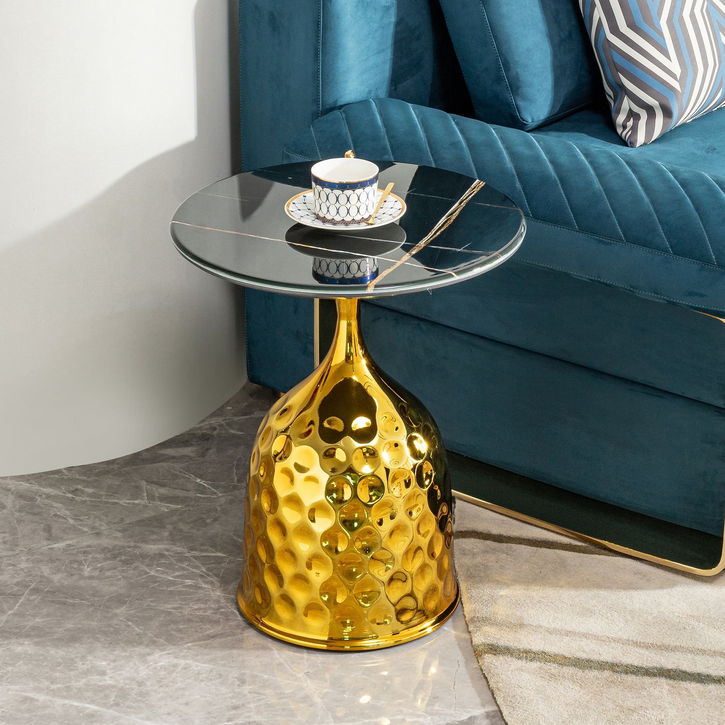 Nordic Style Iron Round Tray Coffee Table Carbon Steel - Gold