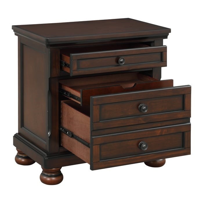 Transitional 3 Drawer Nightstand with Hidden Storage