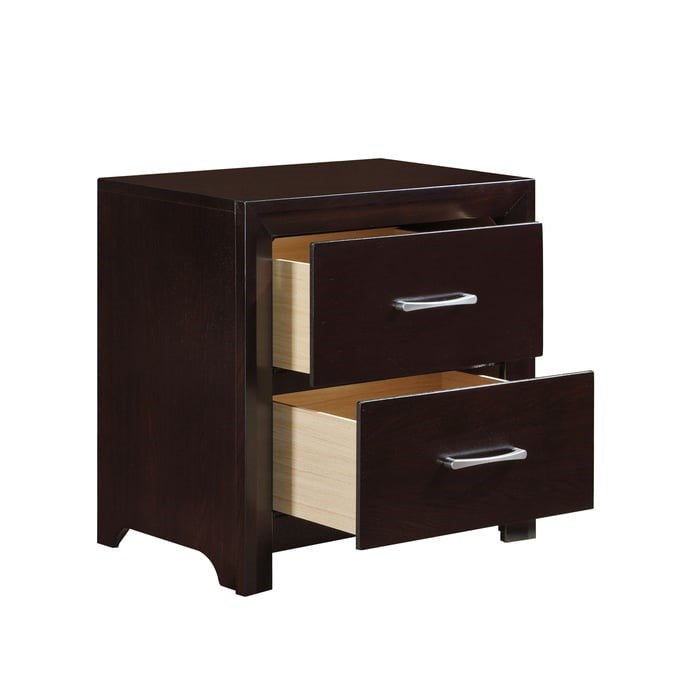 Contemporary 2-Drawer Nightstand with Polished Nickel Hardware