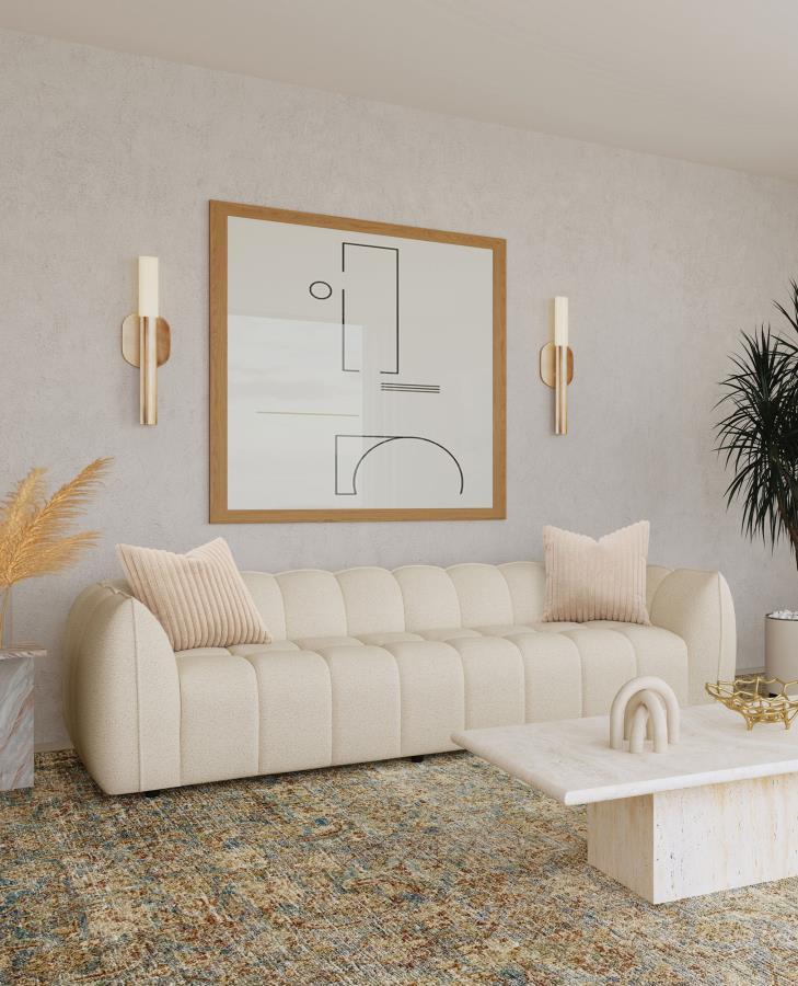 Winchester - Boucle Upholstered Extra Long Sofa - Sand Pebble