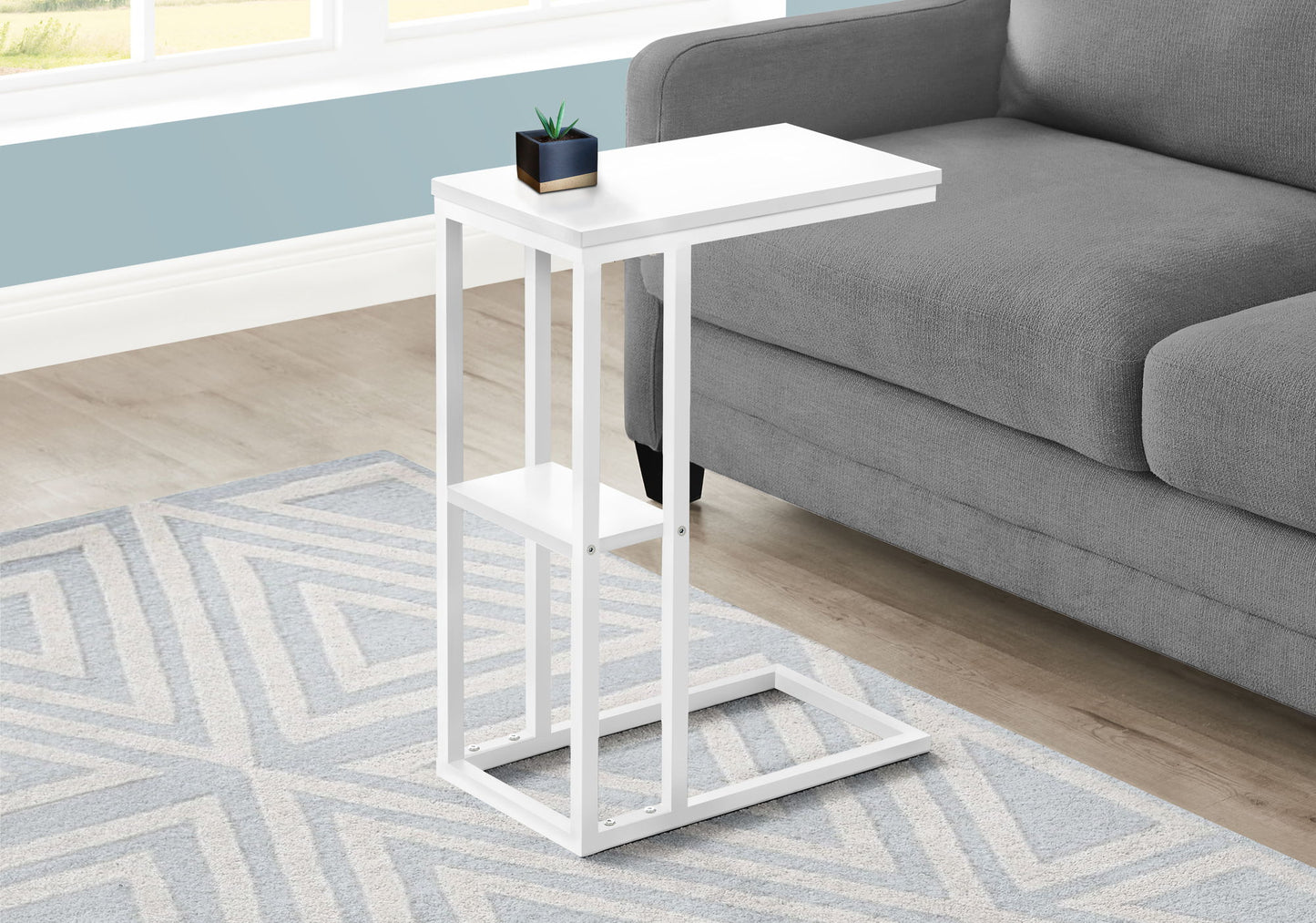 Accent Table, C - Shaped, Marble Look Contemporary & Modern Convenient Design