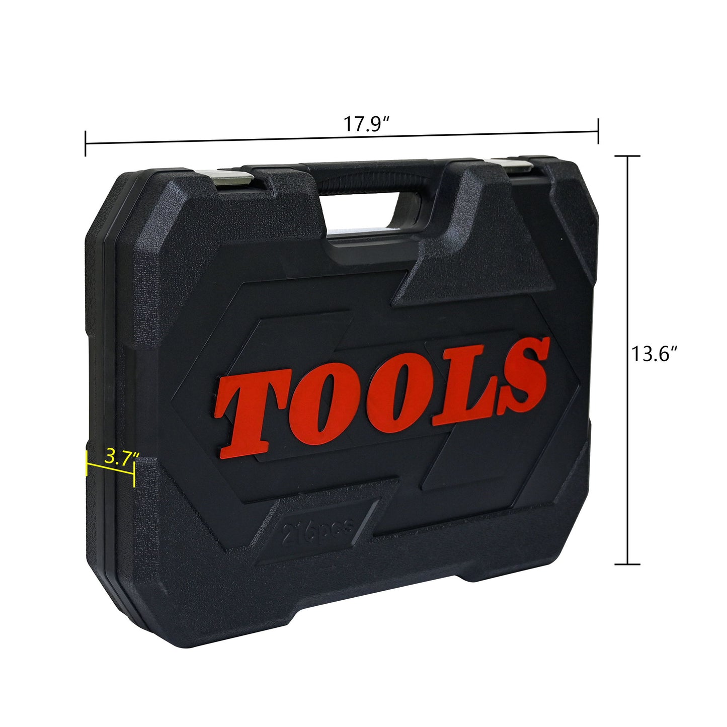 Tool Kit And Socket Wrench Set 216 Pieces Basic Portable Manual Repair Tool Set For Home Use Includes Case And Ratchet Wes And Wrenches - Black