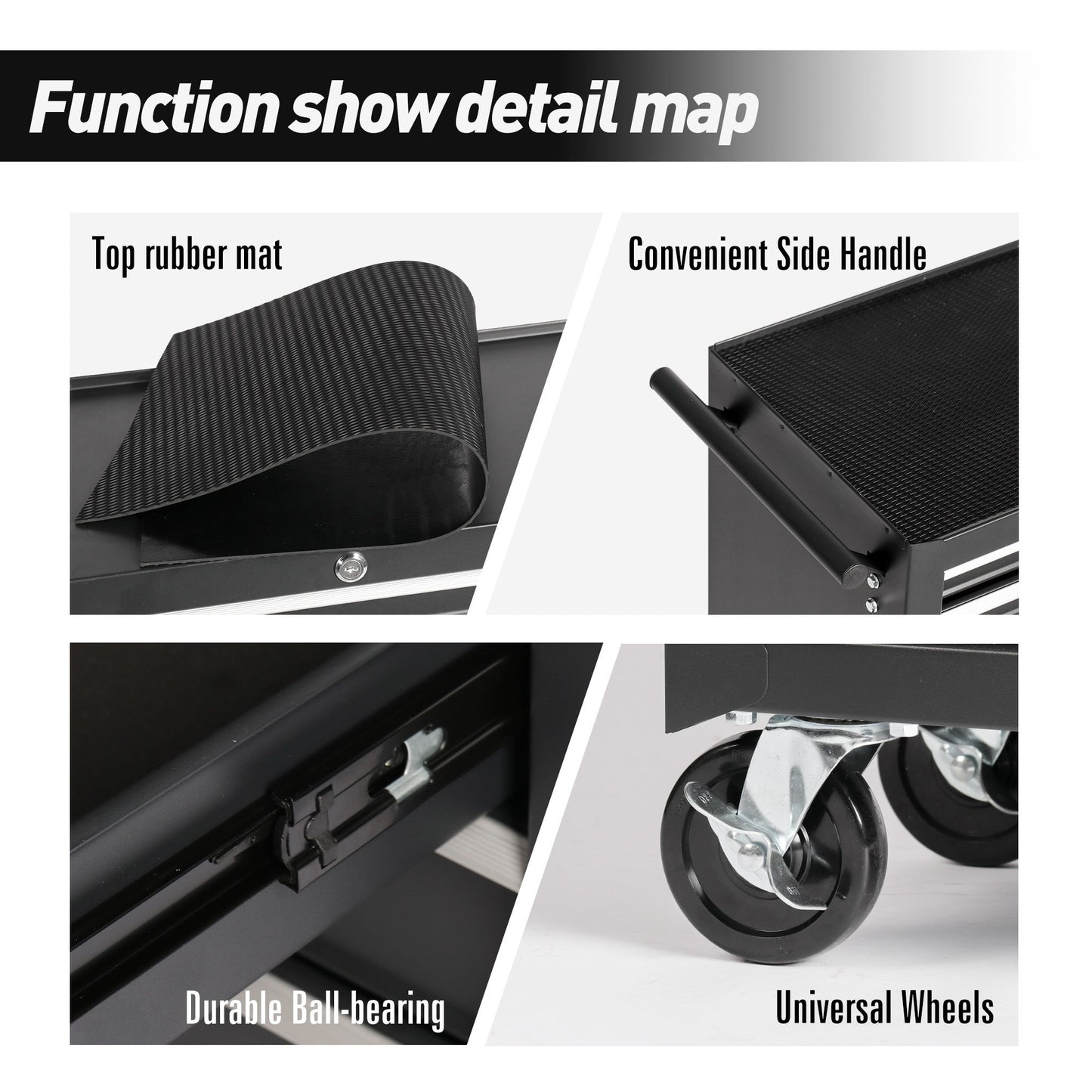 7 Drawer Rolling Tool Chest With Wheels, Multifunctional Tool Box And Storage
