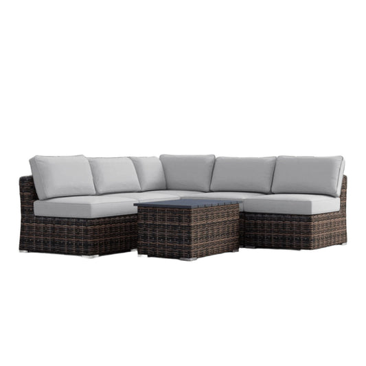 Wicker Sectional Sofa With Cushions And Table