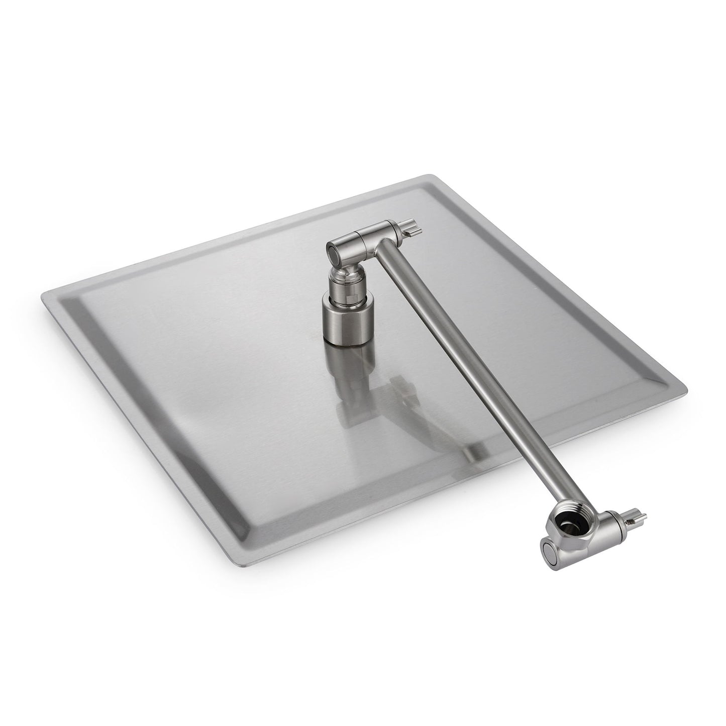 Luxury Rain Shower Head With Adjustable Arm, 10" Square, Stainless Steel - Brushed Nickel