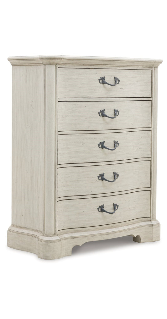 Traditional 5-Drawer Chest with Metal Bar Pulls