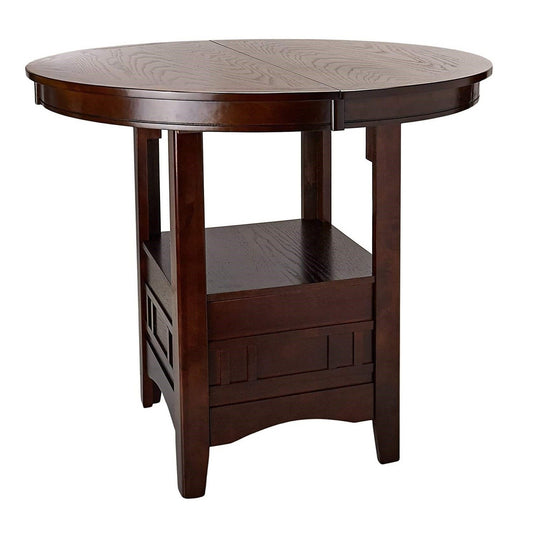 Round Counter Height Dining Table Only With Shelves - Brown Mix